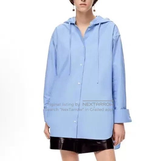 Loewe Loewe Blue Logo Subtle Pattern All-Over Print Cotton Hoode Size XS / US 0-2 / IT 36-38 - 8 Thumbnail