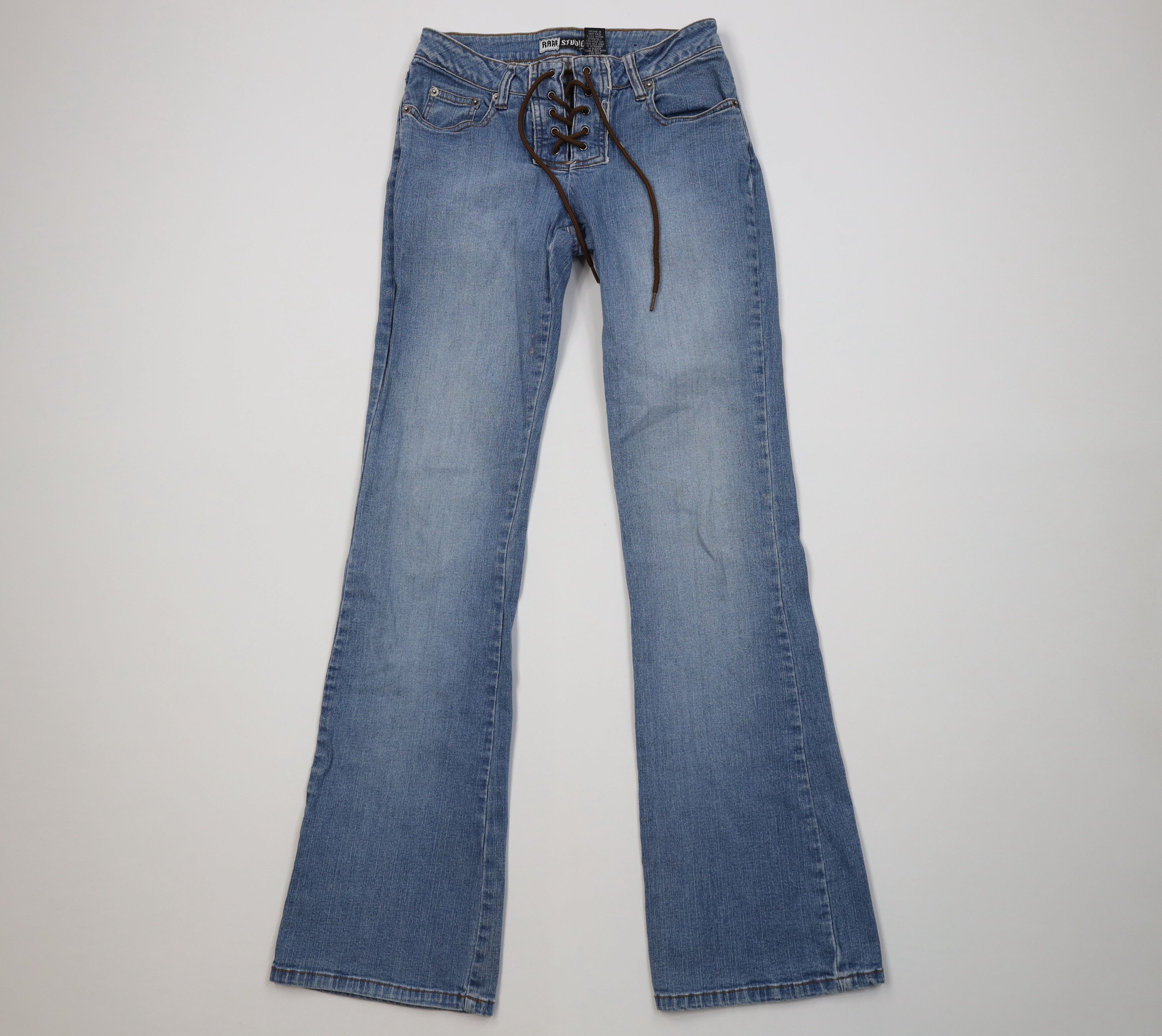 Vintage Vintage 90s Y2K Babydoll Tie Front Bella Flared Denim Jeans Size 26" / US 2 / IT 38 - 1 Thumbnail