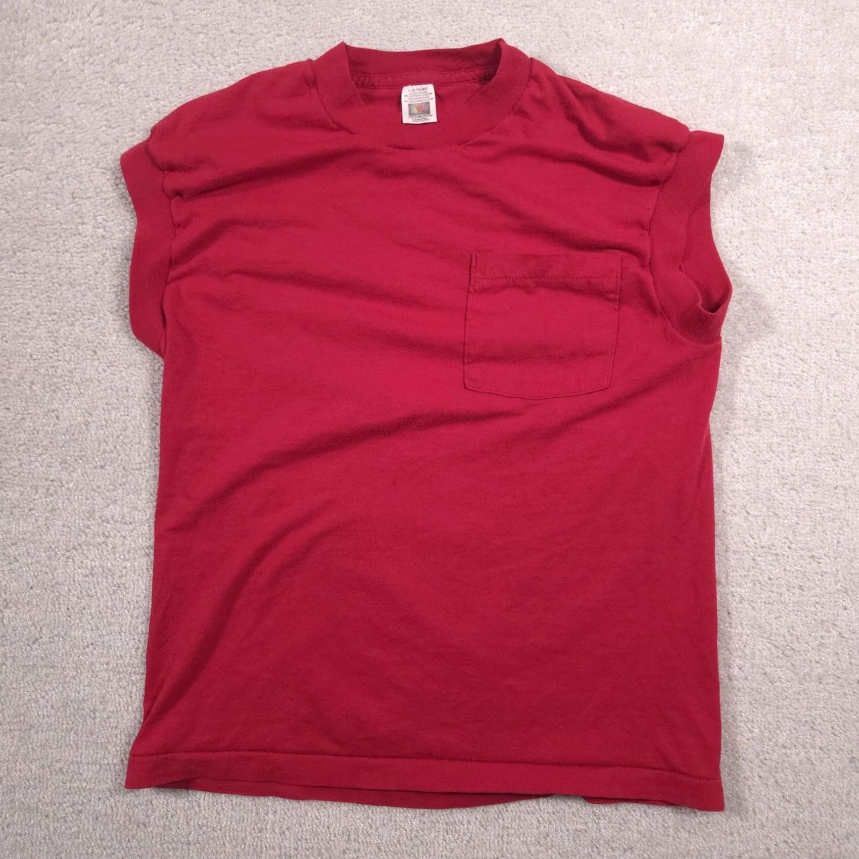 Fruit Of The Loom Fruit Of The Loom Shirt Mens Large Red Pocket Sleeveless Cutoff Tee Crewneck Size US L / EU 52-54 / 3 - 2 Thumbnail