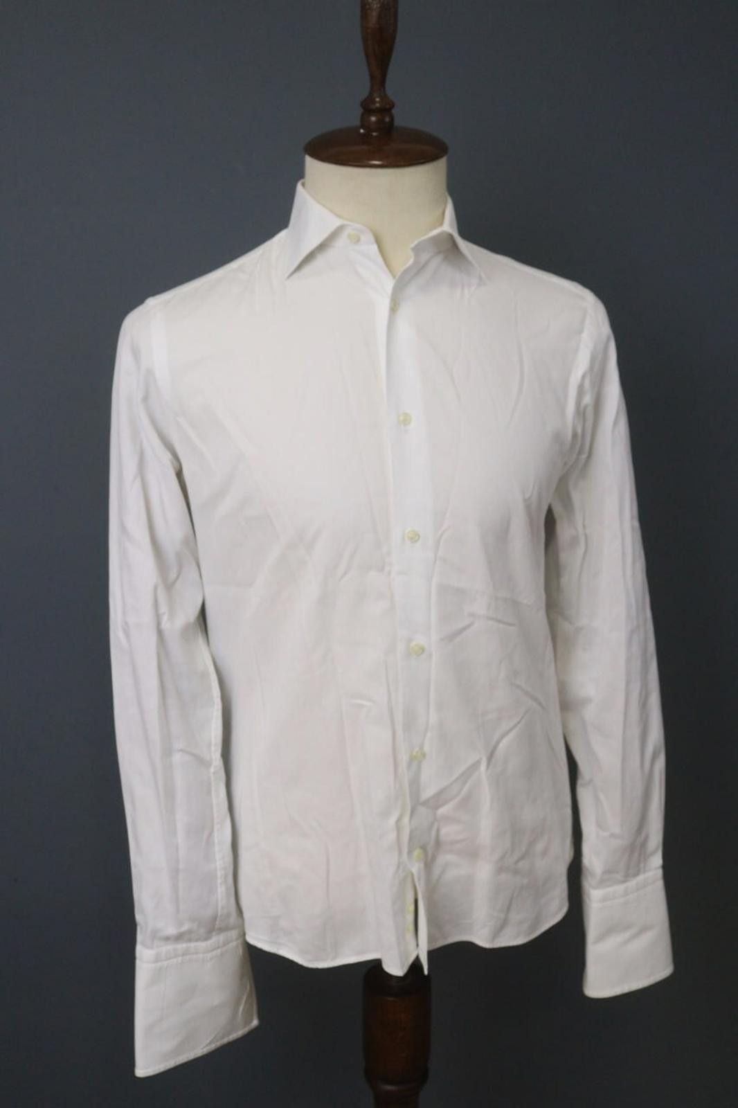 Designer Boggi White Cotton Collared Button Front Dress Shirt Size 40 Size 38R - 6 Thumbnail