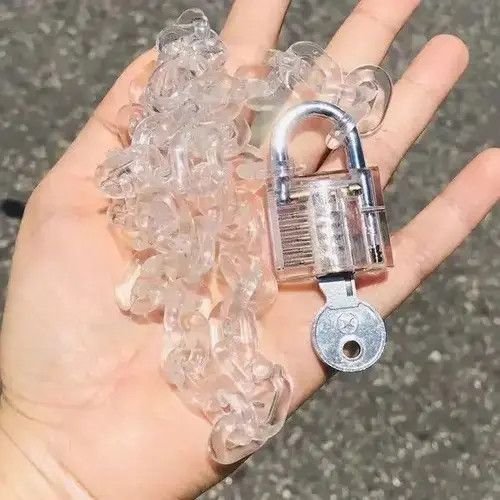 Jewelry Acrylic Chain Lock Pendant Necklace Size ONE SIZE - 3 Thumbnail