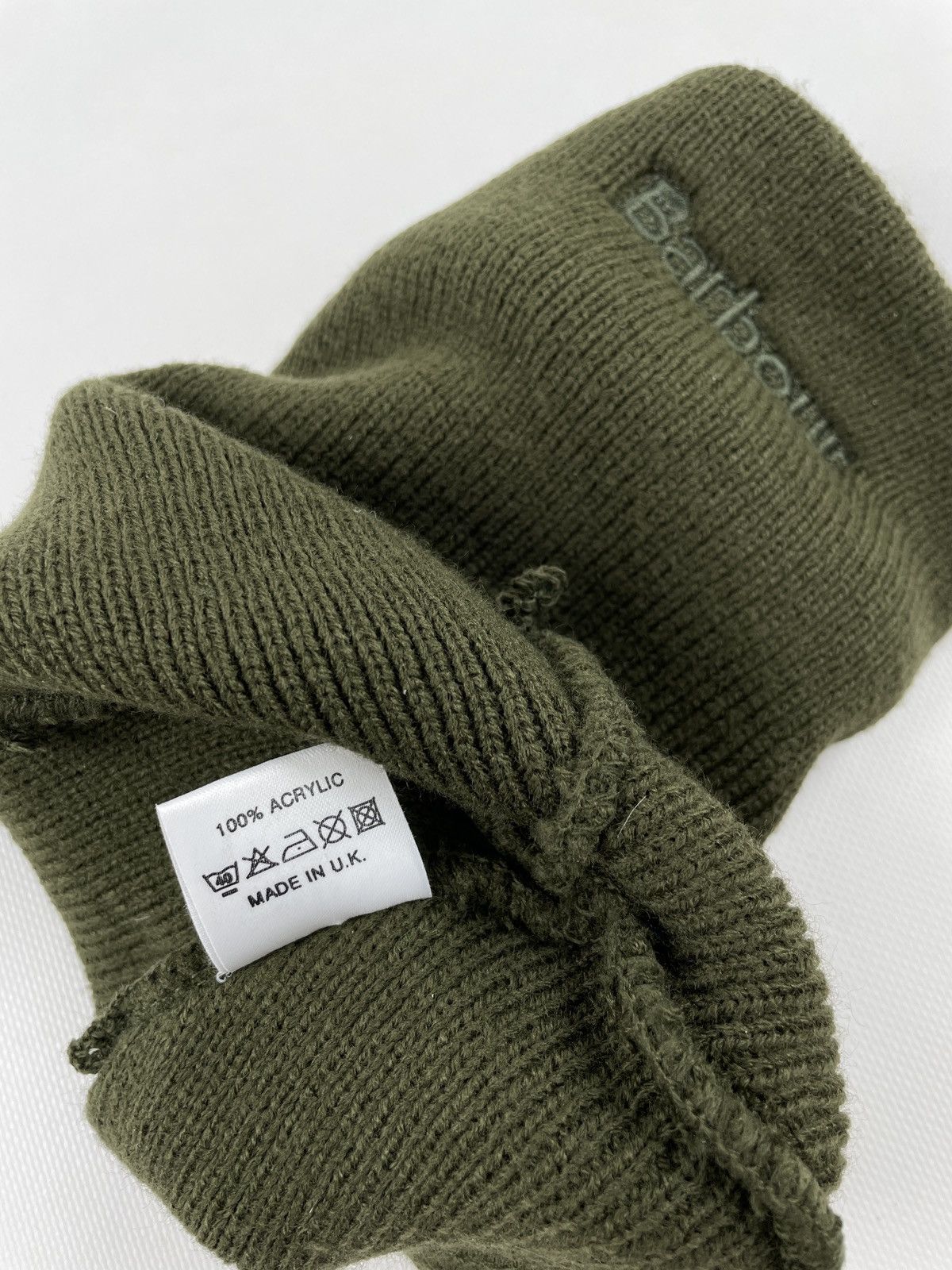 Barbour Unisex D385 England Ribbed Embroidered Logo Green Beanie Hat Size ONE SIZE - 12 Thumbnail