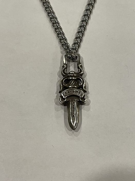 Chrome Hearts Chrome Hearts Dagger Pendant Silver Cuban Chain Necklace ...