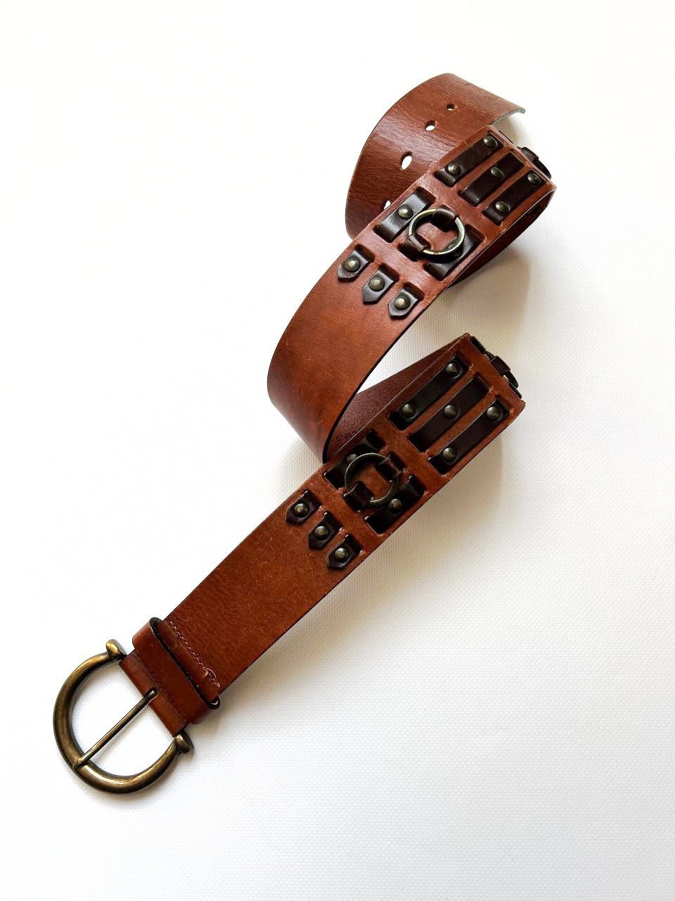 Dolce Gabbana D&G studded rivets ring leather belt punk