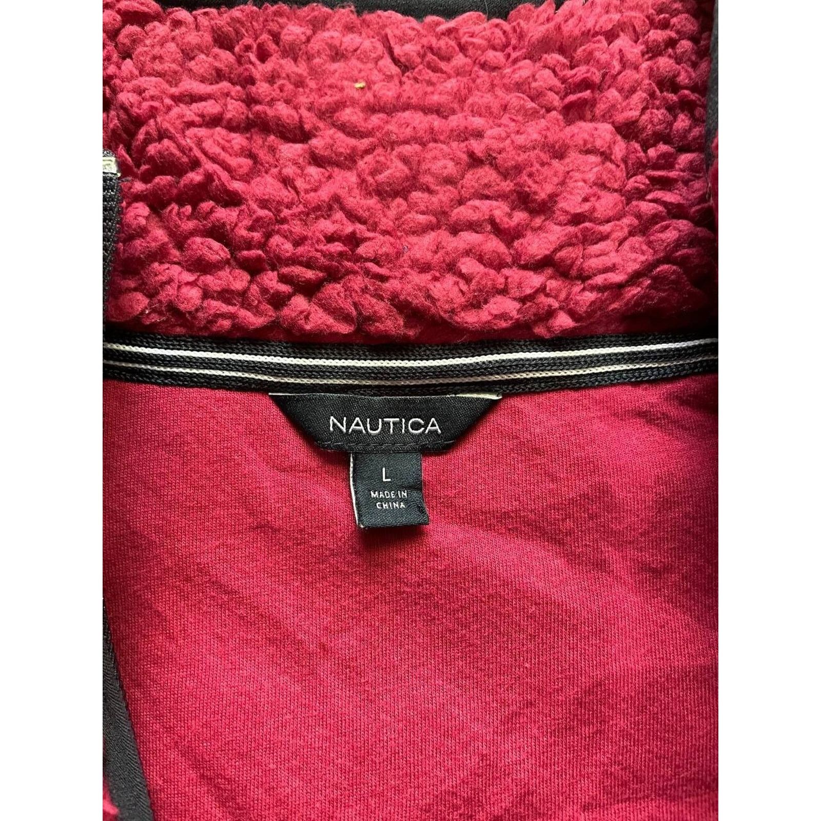 Nautica Vintage Nautica Burgundy Sherpa Fleece Pullover Size L Size US L / EU 52-54 / 3 - 9 Thumbnail