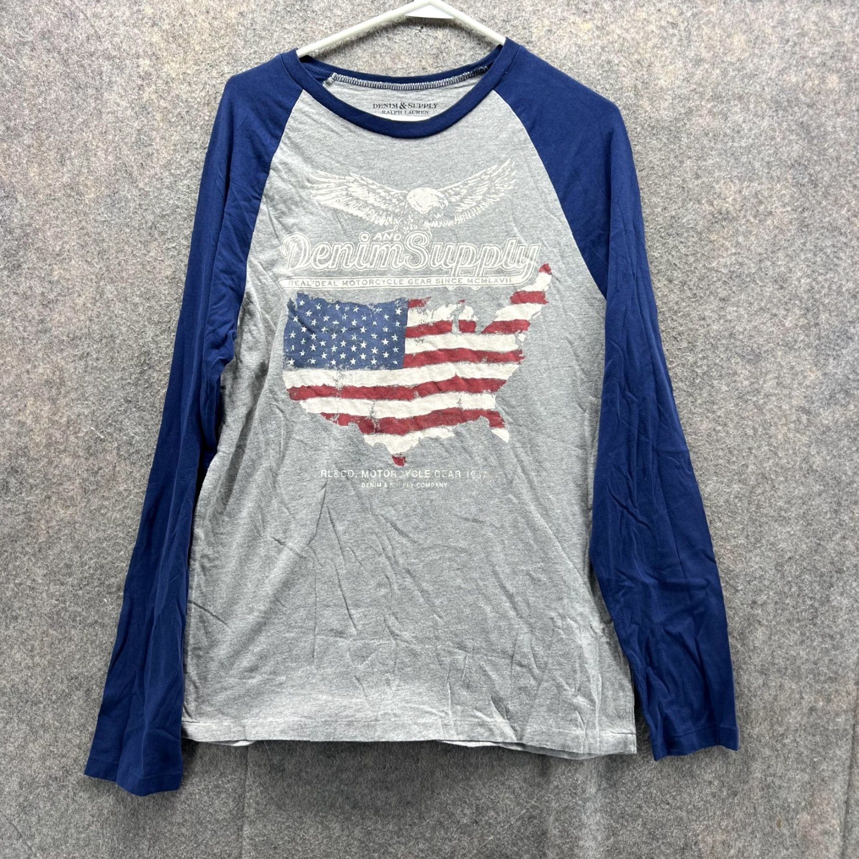 Ralph Lauren VINTAGE Denim & Supply Ralph Lauren Shirt Men Medium Gray Blue Long Sleeve USA Flag Cotton Size US M / EU 48-50 / 2 - 2 Thumbnail