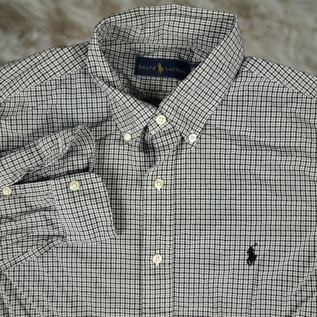 Ralph Lauren Ralph Lauren Dress Shirt Mens Size 16 Black Plaid Long Sleeve Button-Up Classic Cotton Size 42R - 1 Thumbnail