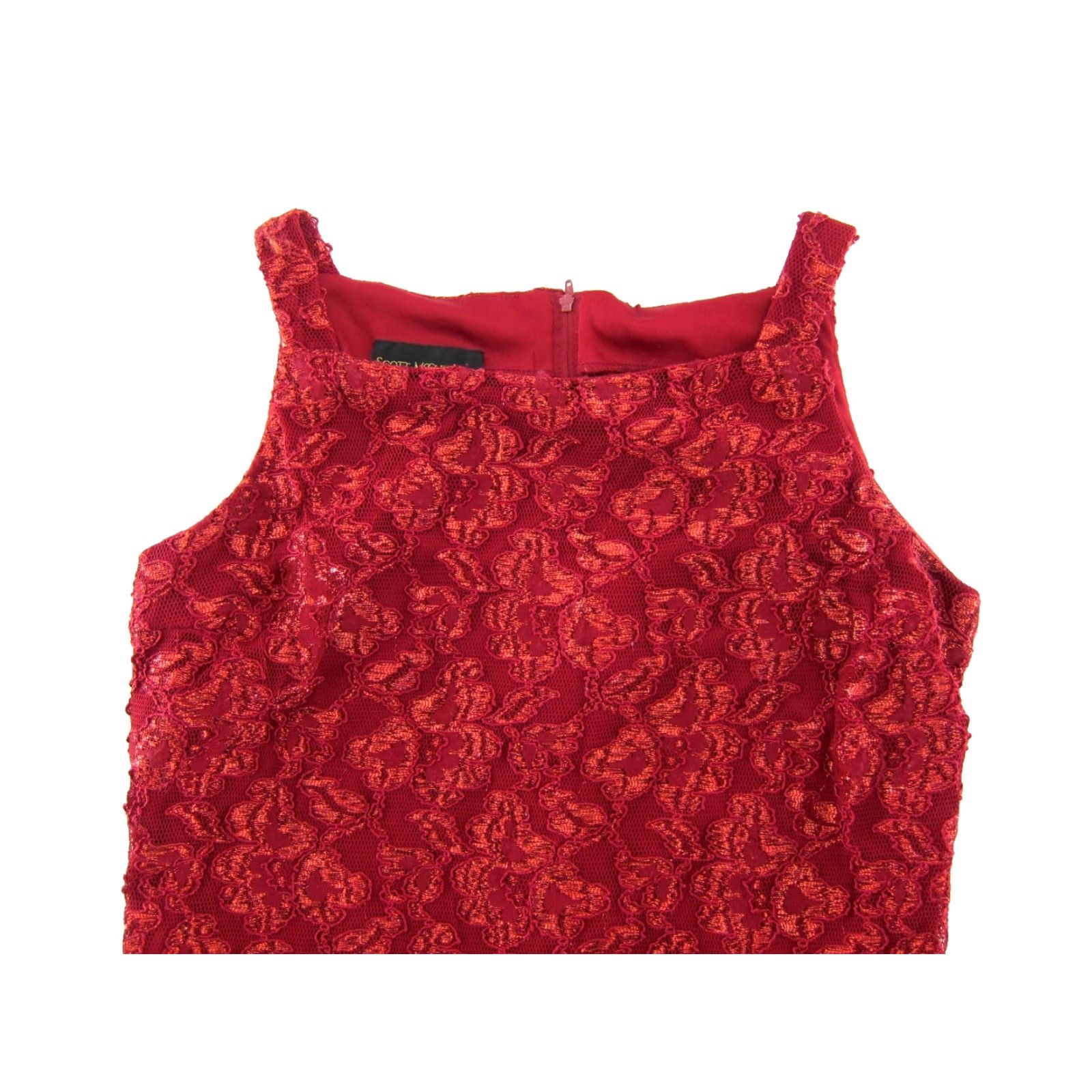 Vintage VINTAGE Scott McClintock Red Sparkly Metallic Floral Tank Party Prom Dress 12 Size XL / US 12-14 / IT 48-50 - 4 Thumbnail