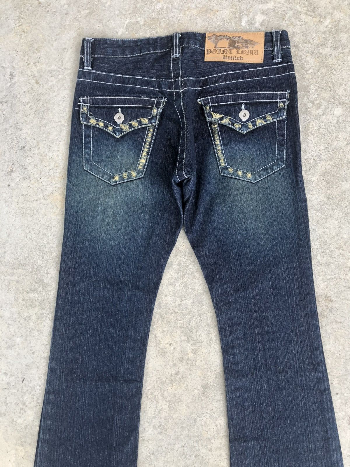 If Six Was Nine Japanese Limited Flared Jeans White Stitch Distressed Denim Size US 32 / EU 48 - 8 Thumbnail