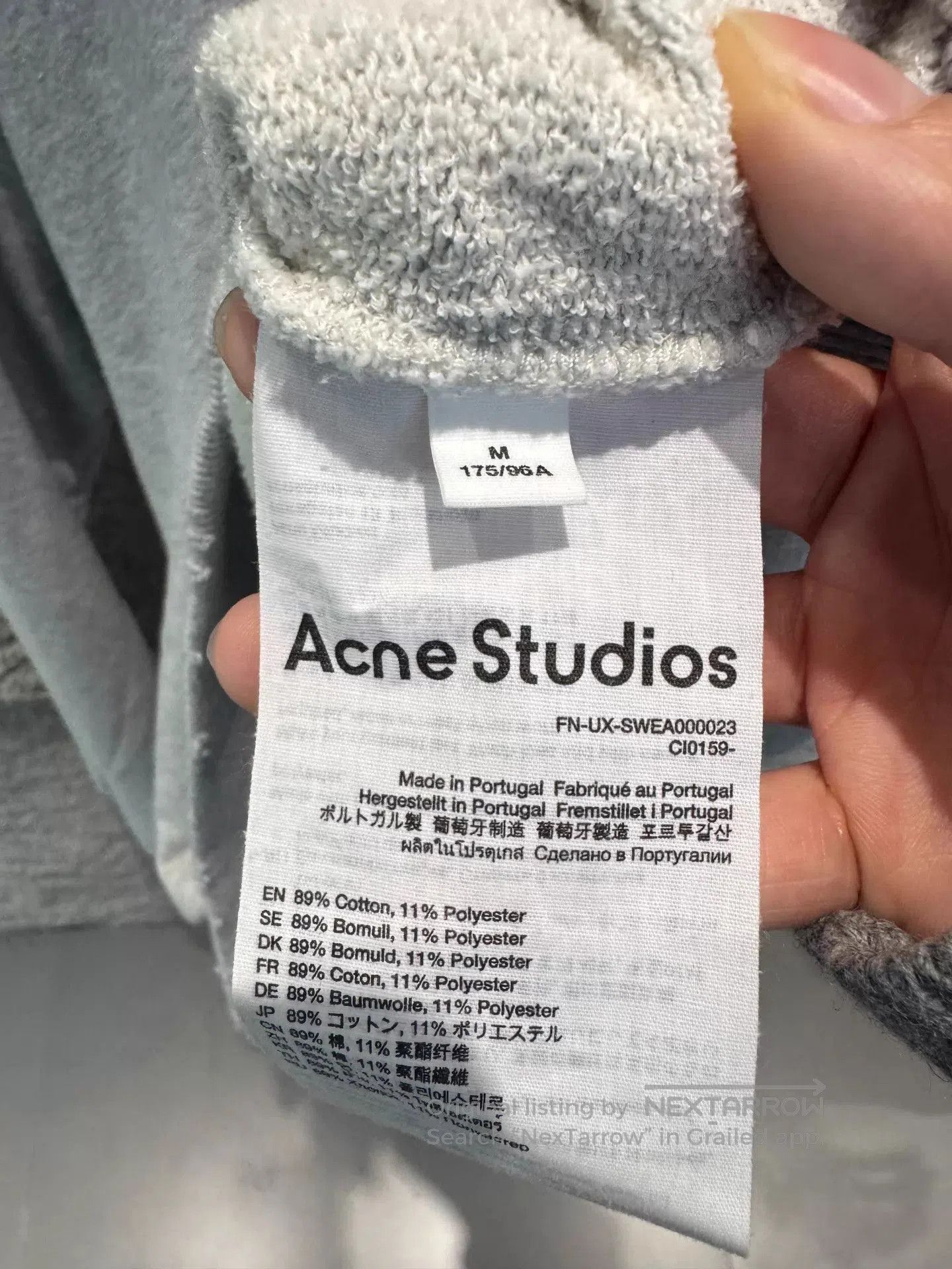 Acne Studios Gray Oversized Cropped Hoodie. Size US M / EU 48-50 / 2 - 4 Thumbnail