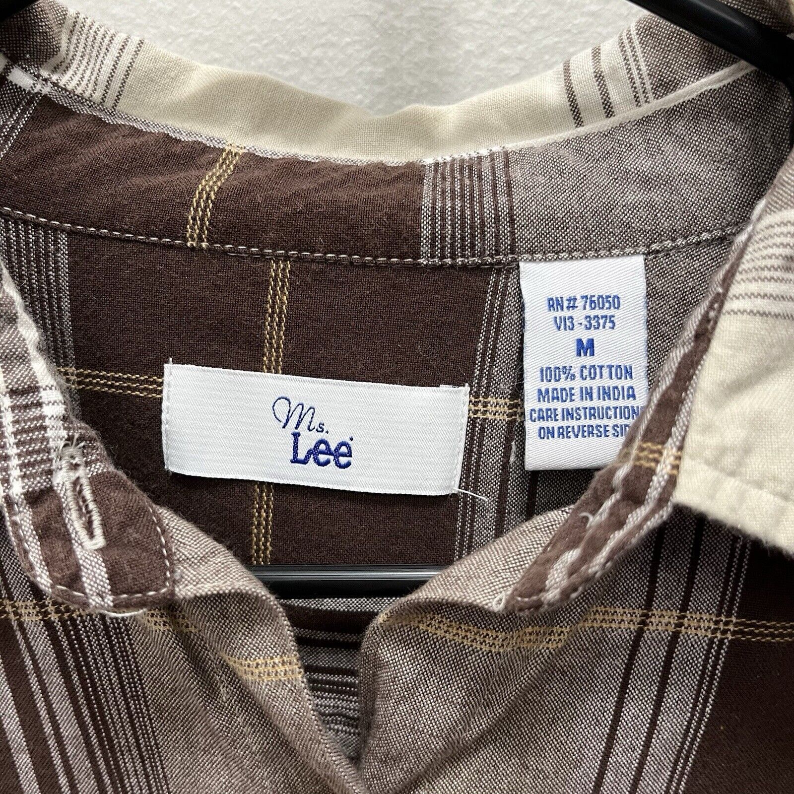 Lee Ms. Lee | Vintage 90s Brown Tan Plaid Long Sleeve Button Top Size M / US 6-8 / IT 42-44 - 4 Thumbnail