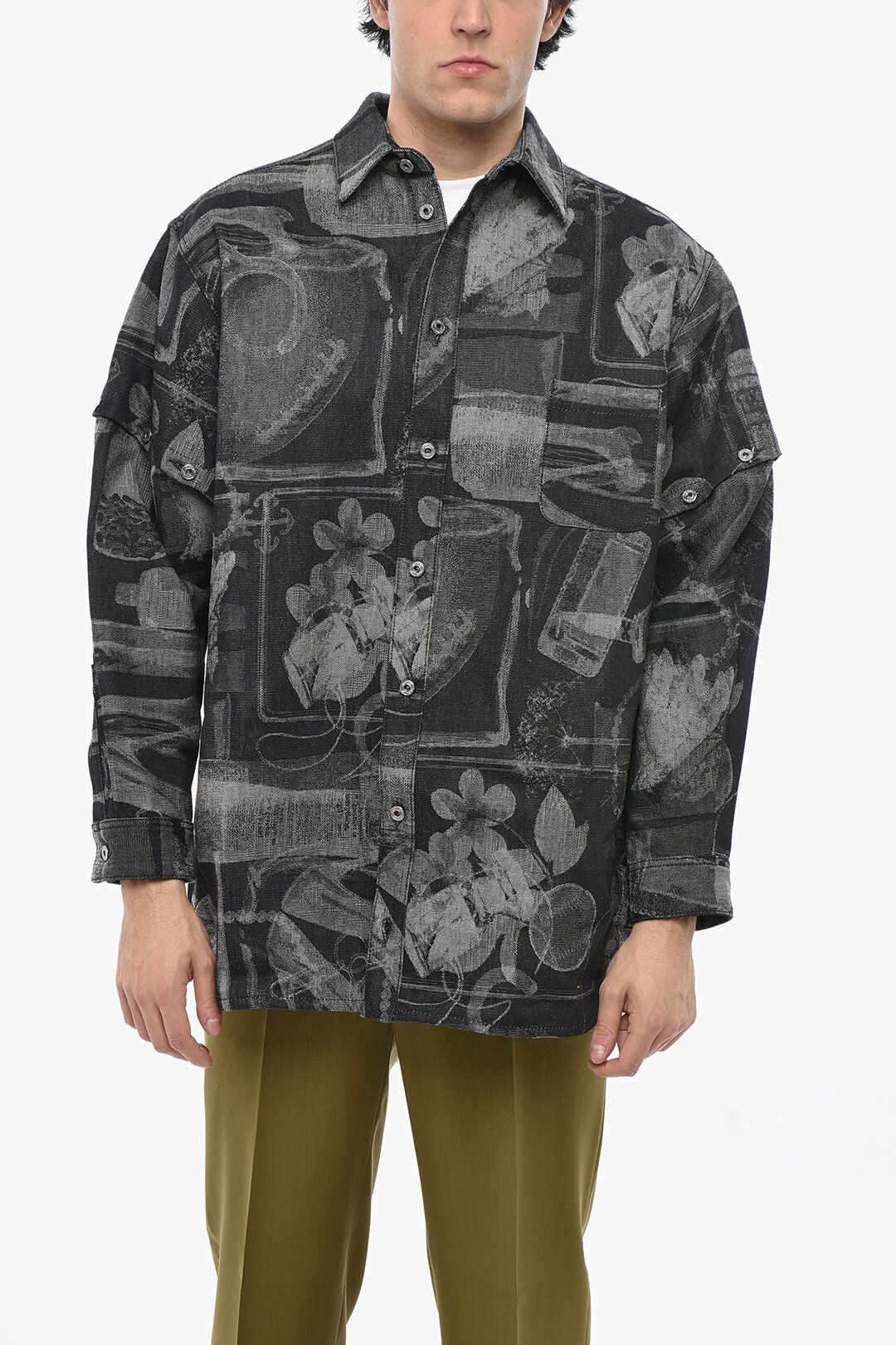 Off-White Jacquard Overshirt with Logo Buttons Size US XS / EU 42 / 0 - 1 Thumbnail