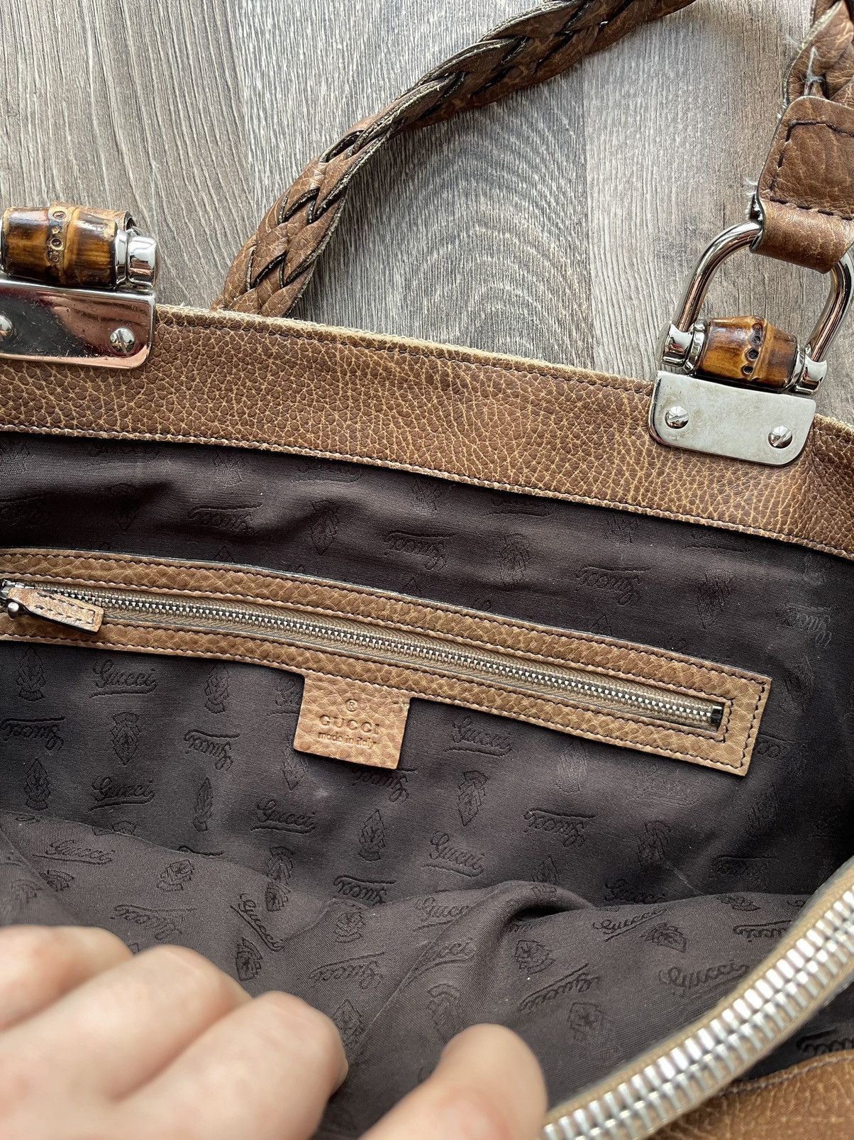 Gucci ❤️Gucci Brown Canvas vintage monogram leather bag women Size ONE SIZE - 12 Thumbnail