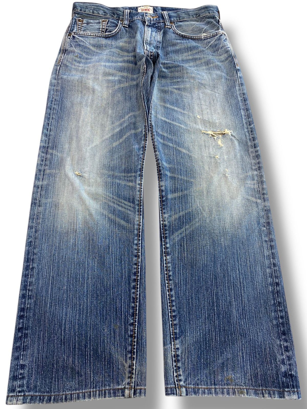Edwin Edwin Vintage Mud Wash Whiskered Style Loose Jeans Size US 34 / EU 50 - 1 Thumbnail