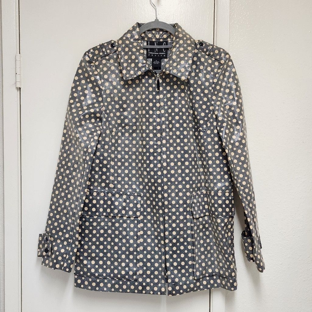I.N.C EUC INC Polka Dot Raincoat Size S / US 4 / IT 40 - 3 Thumbnail