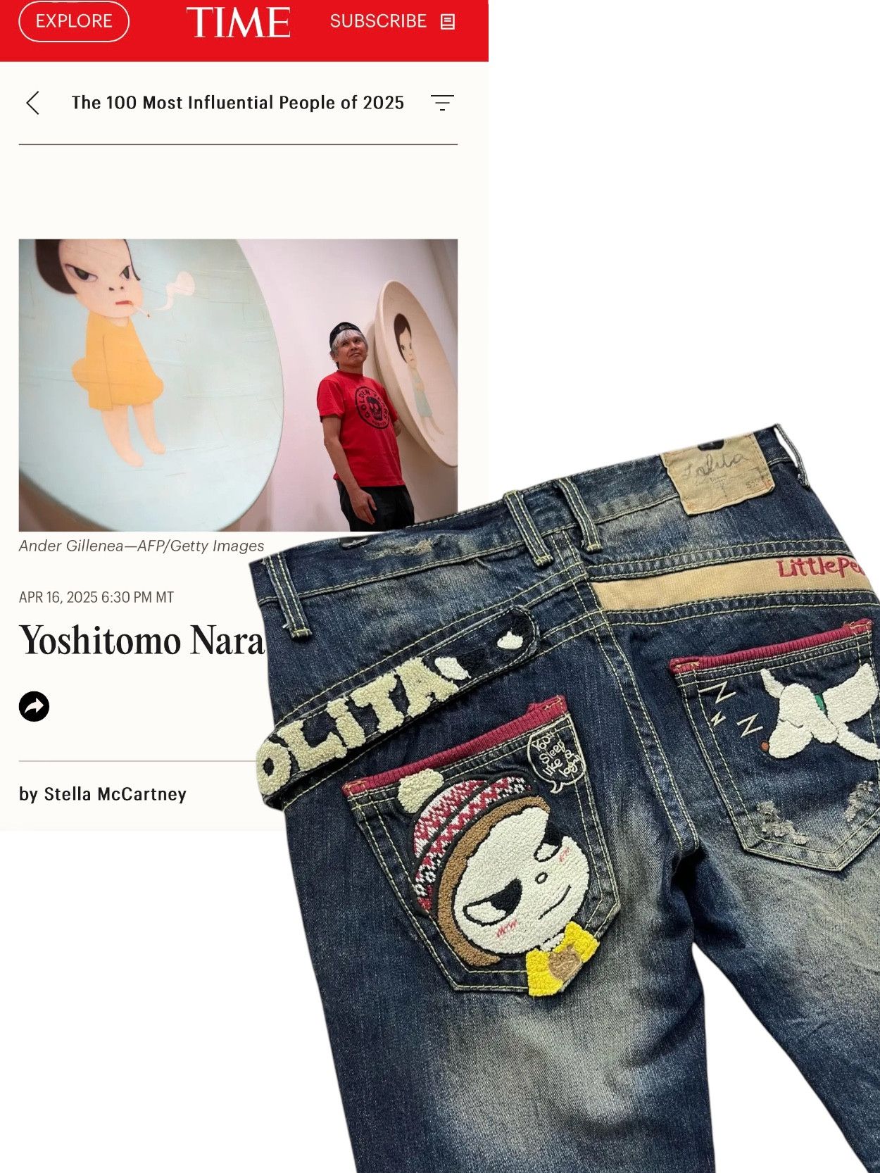 Vintage 💥VERY RARE🔥 YOSHITOMO NARA LOLITA Exotic Artist Denim Size 32" / US 10 / IT 46 - 1 Thumbnail