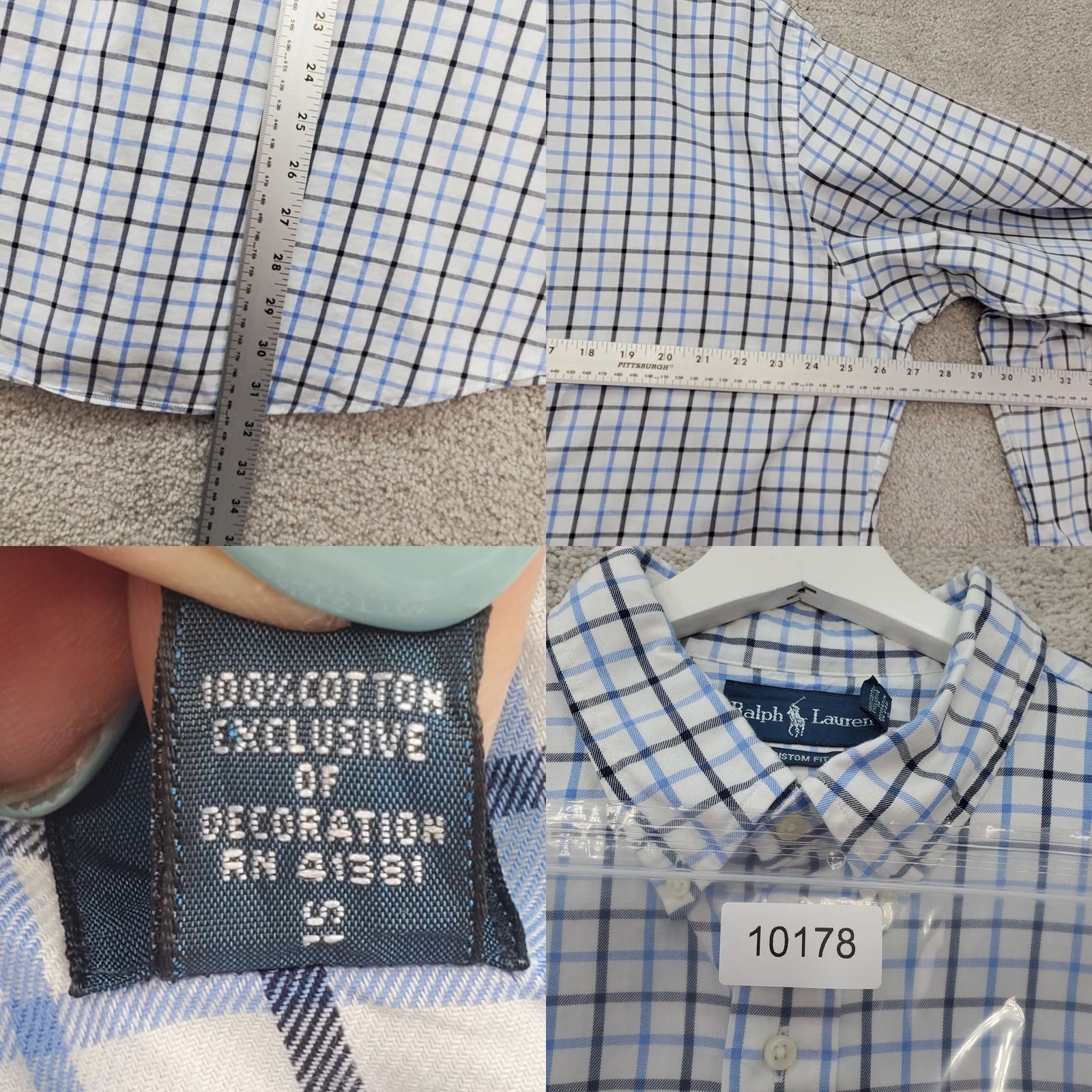 Ralph Lauren Ralph Lauren Button Down Shirt Mens 2XL White Blue Windowpane Plaid Custom Fit Shirt (Button-Up) Size US XXL / EU 58 / 5 - 8 Thumbnail