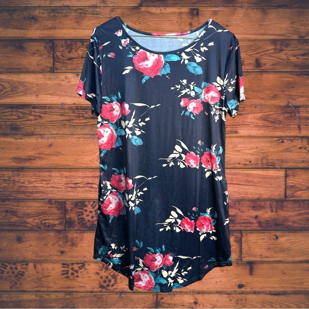 Other Large Navy Floral Mini Slightly Sheer Nightgown Size XL / US 12-14 / IT 48-50 - 1 Thumbnail