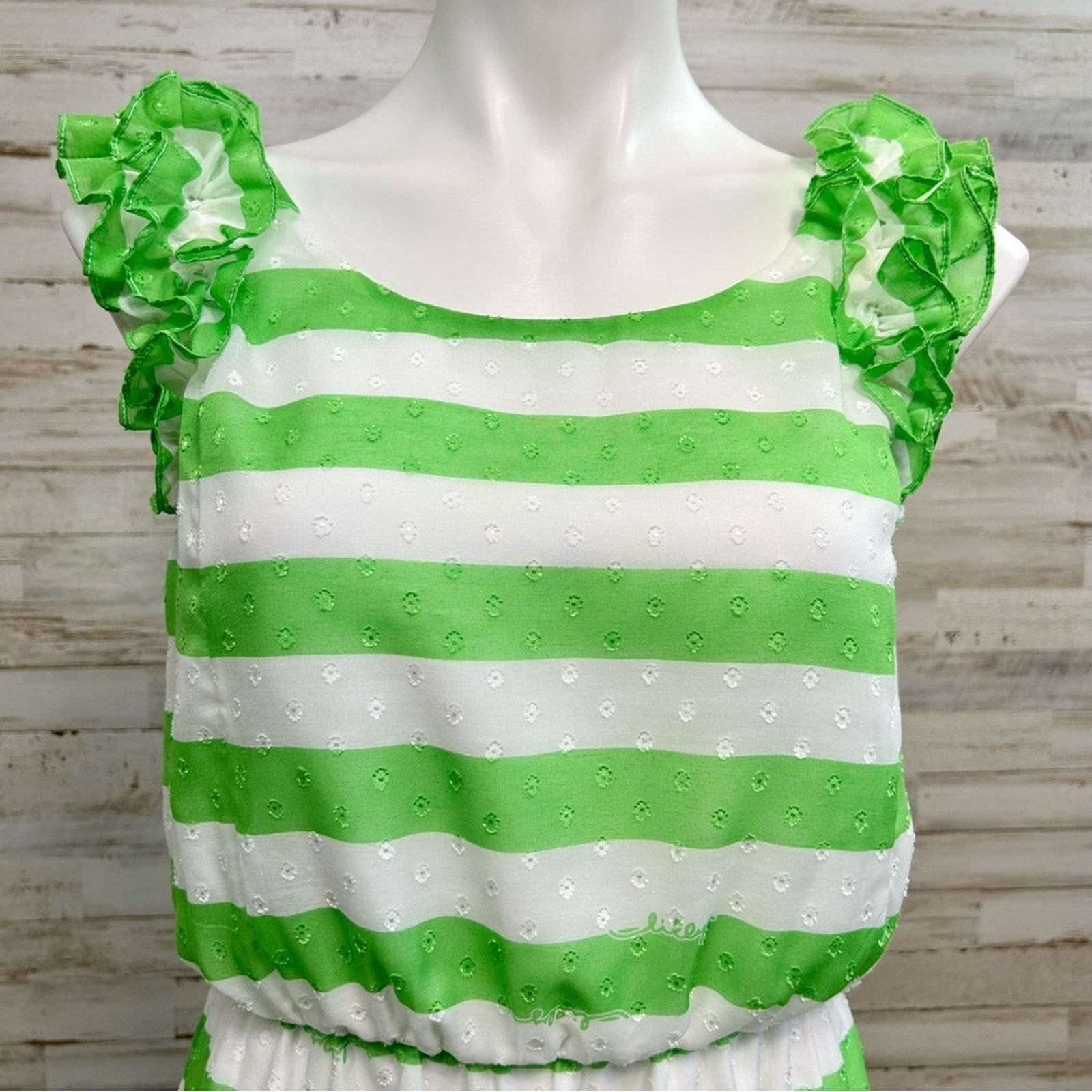 Lilly Pulitzer Lilly Pulitzer Danna Awning Green Striped Dress Ruffle XS Size XS / US 0-2 / IT 36-38 - 2 Thumbnail