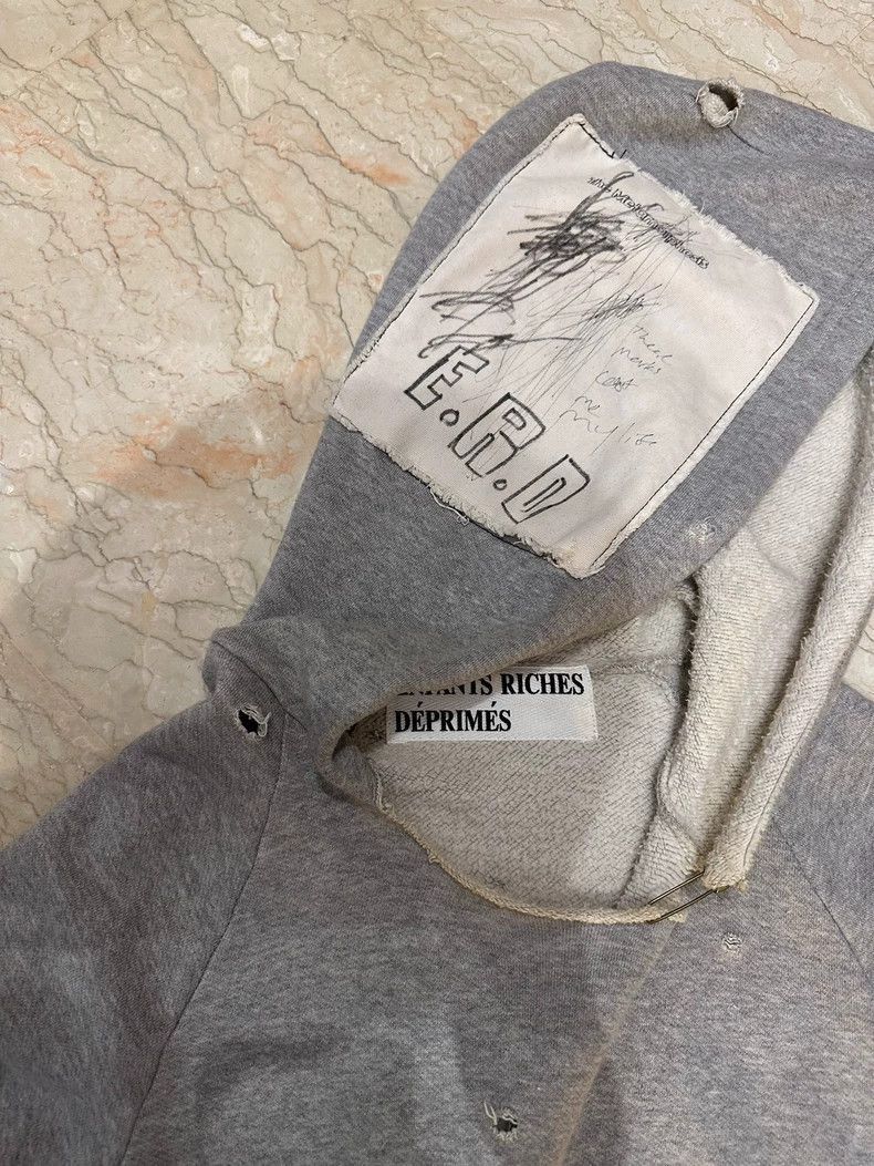 Enfants Riches Deprimes Unique Hand-Painted Gray Hoodie by ERD-2506 Size US XL / EU 56 / 4 - 7 Thumbnail