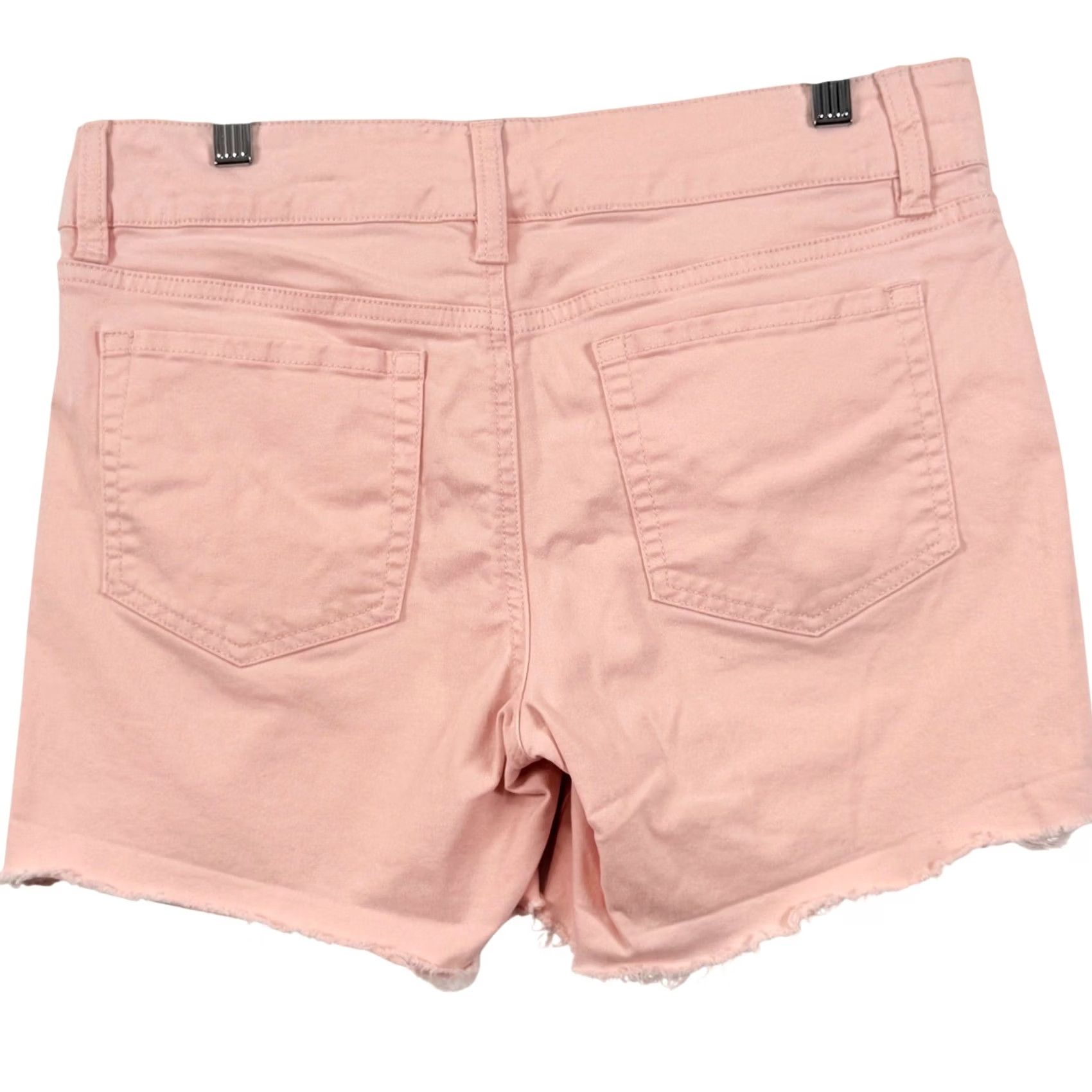 Vintage London Jean Shorts Women 6 Cut-Off Pink Peach 4.5 Inseam 5-Pocket Stretch Denim Beach Festival Boho Summer Size 24" / US 00 / IT 34 - 2 Thumbnail
