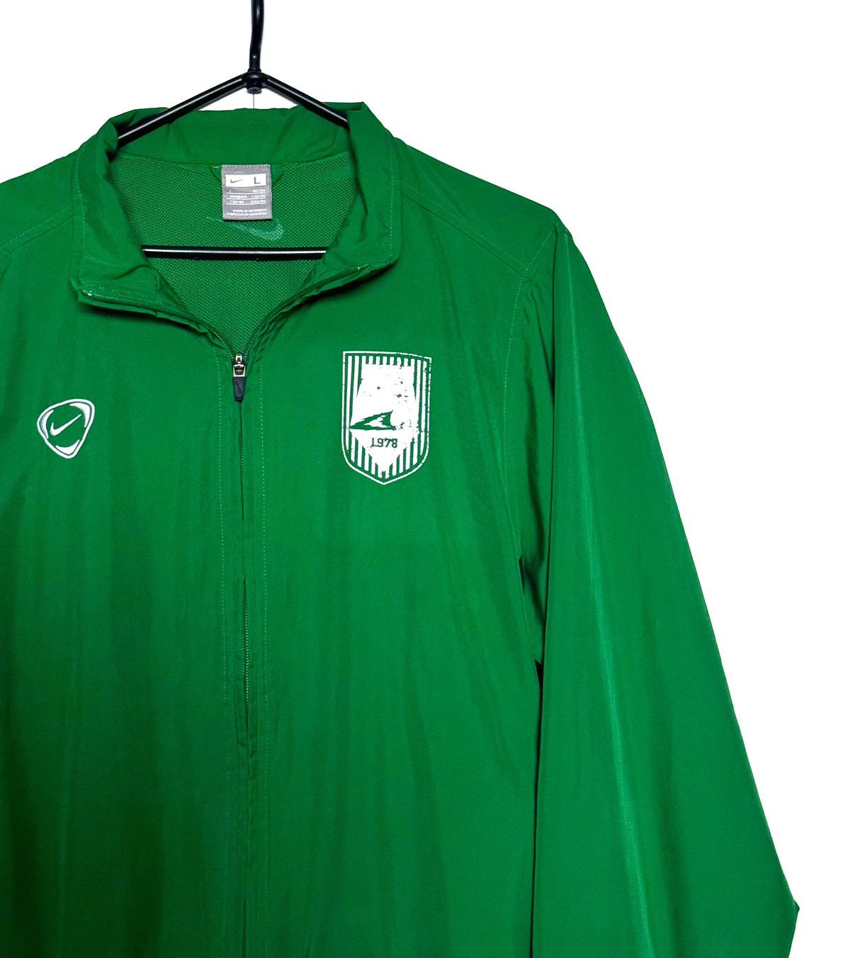 Nike × Vintage Vintage Drill Nike Green Full-Zip Windbreaker Jacket Size US L / EU 52-54 / 3 - 3 Thumbnail
