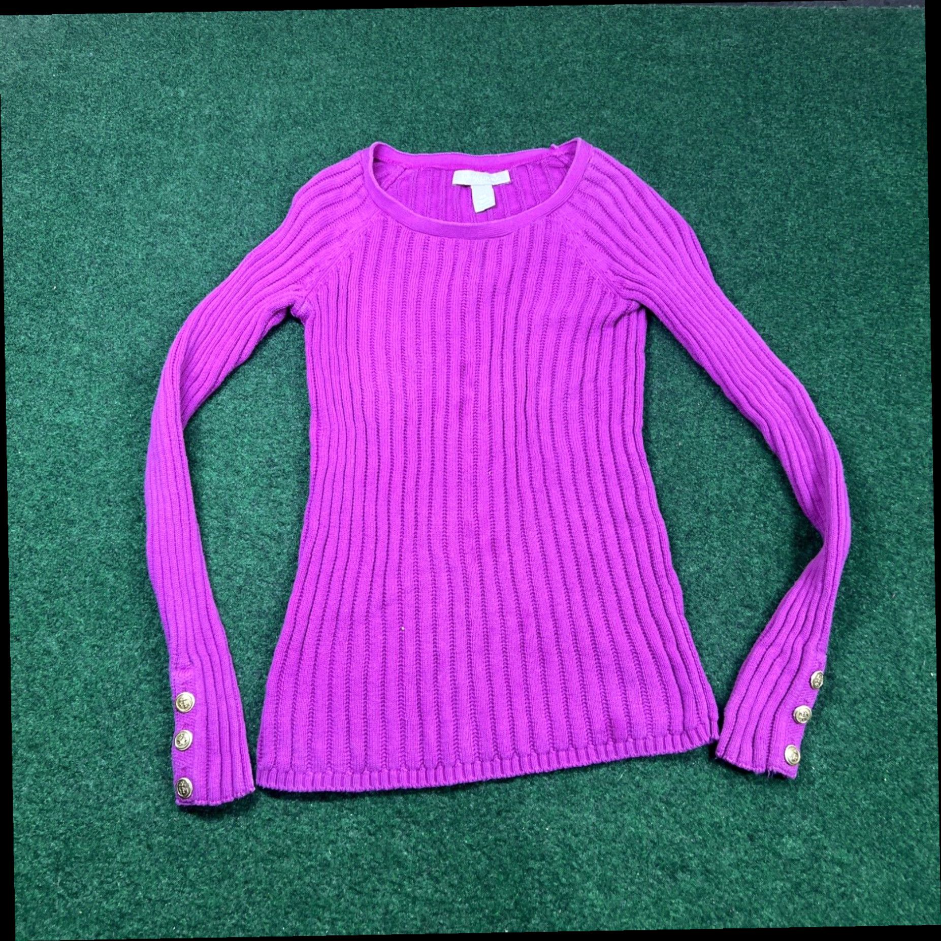 Banana Republic Banana Republic Sweater Pullover Cotton Size XS Cable Knit Ribbed Purple Size XS / US 0-2 / IT 36-38 - 1 Thumbnail