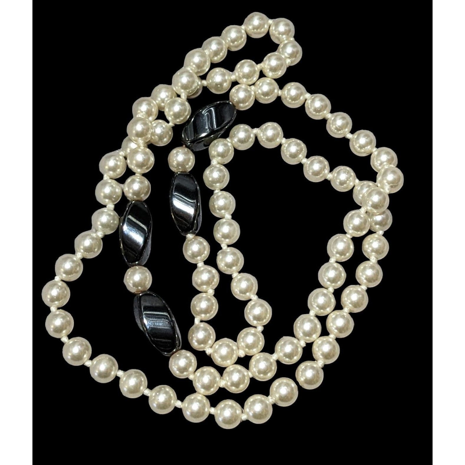 Other Glass Pearl Hematite Accent Beaded Necklace Size ONE SIZE - 1 Thumbnail