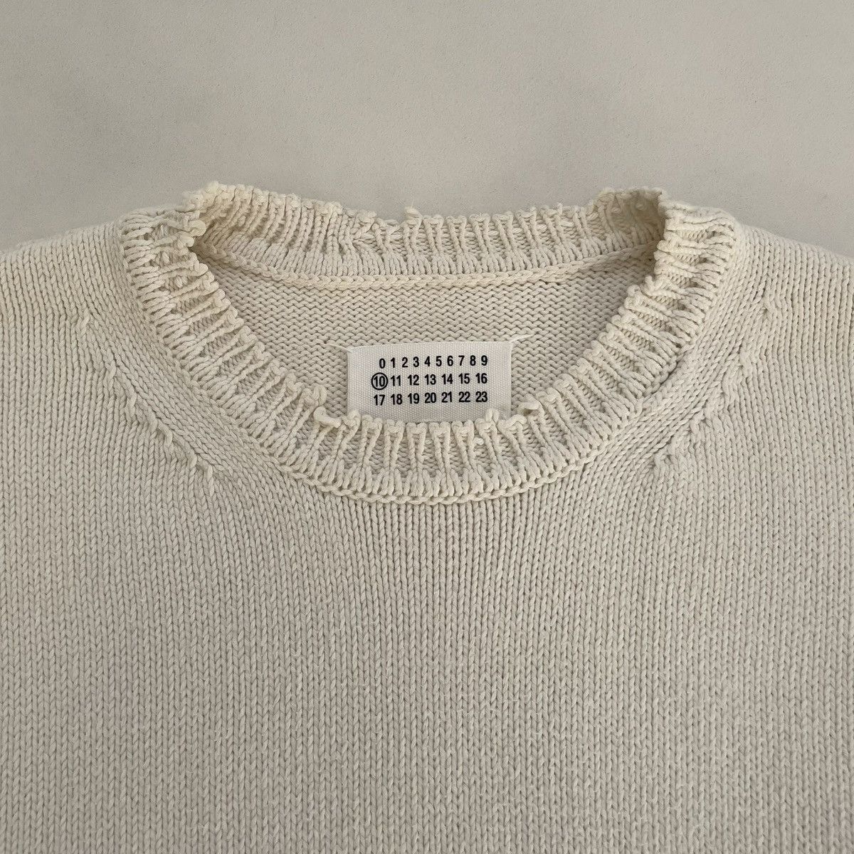 Maison Margiela S/S 19 Cream Destroyed Cotton Sweater Size US M / EU 48-50 / 2 - 4 Thumbnail