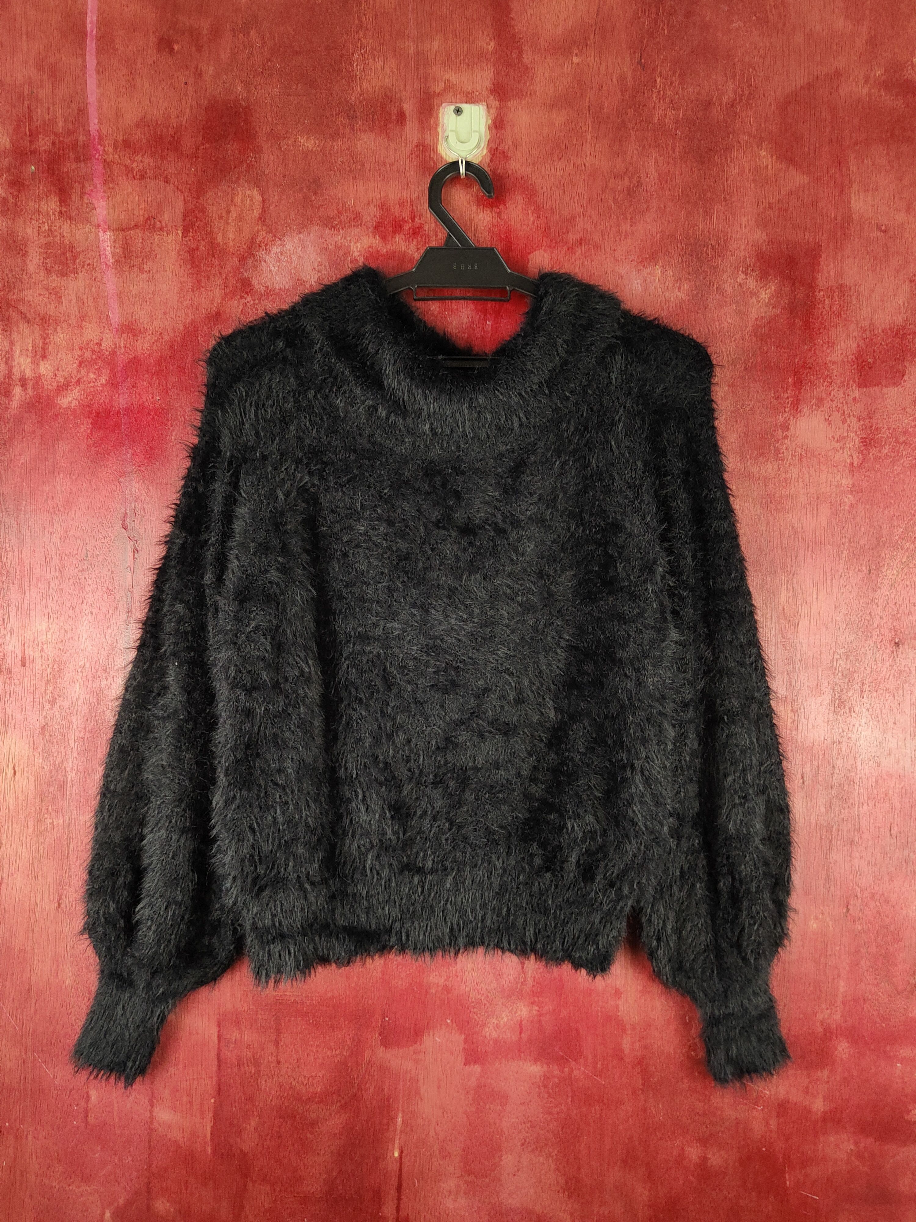 Browny Black Shag Shaggy Fur Mohair Knitwear #S1972