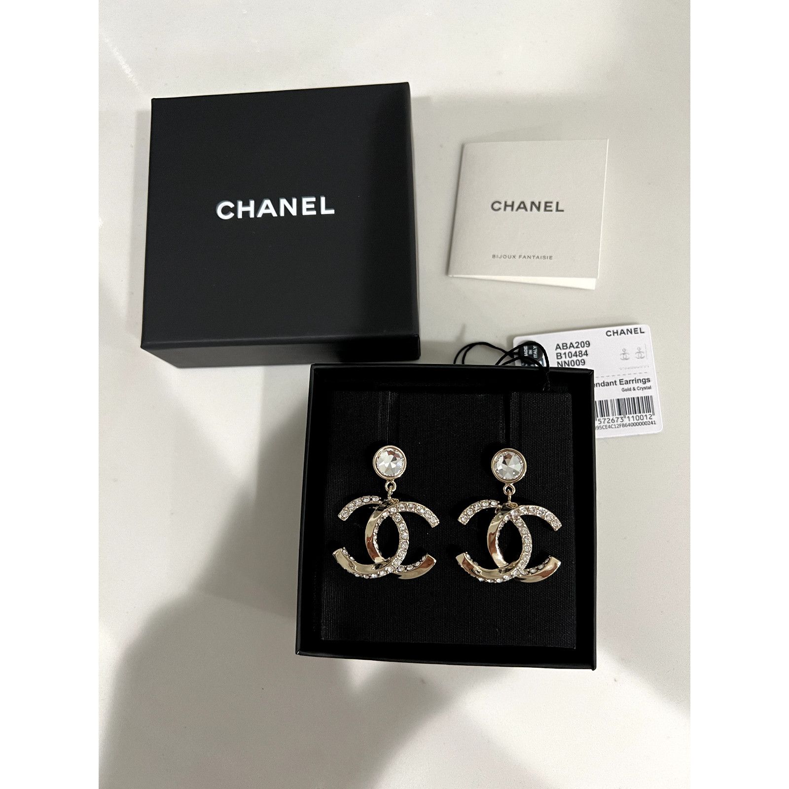 Chanel Chanel Gold Crystal Statement Stud Pendant Drop Earrings Size ONE SIZE - 6 Thumbnail