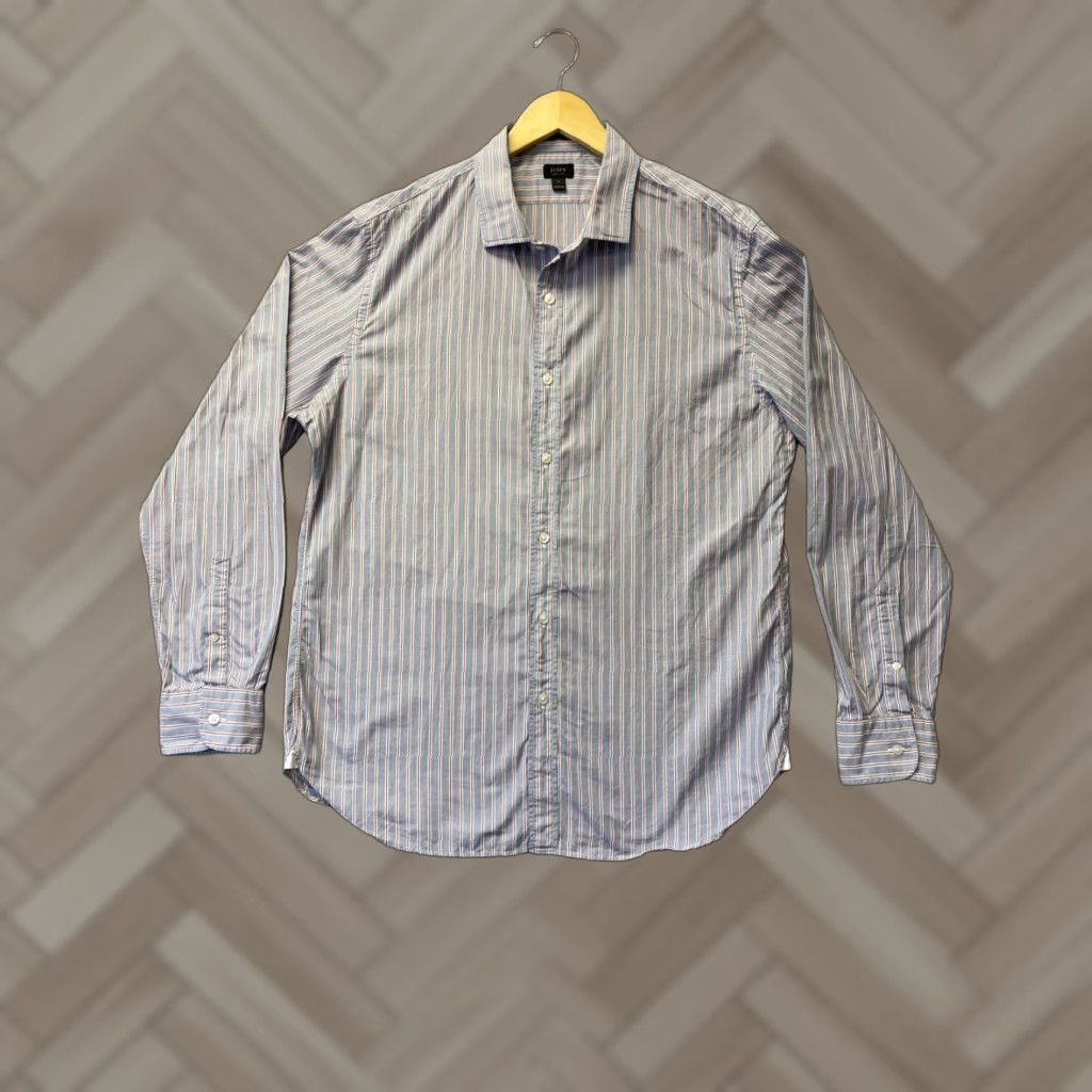 J.Crew J. Crew Button Shirt Men’s Size XL Gray Striped Red Cotton 161-7 Size US XL / EU 56 / 4 - 1 Thumbnail