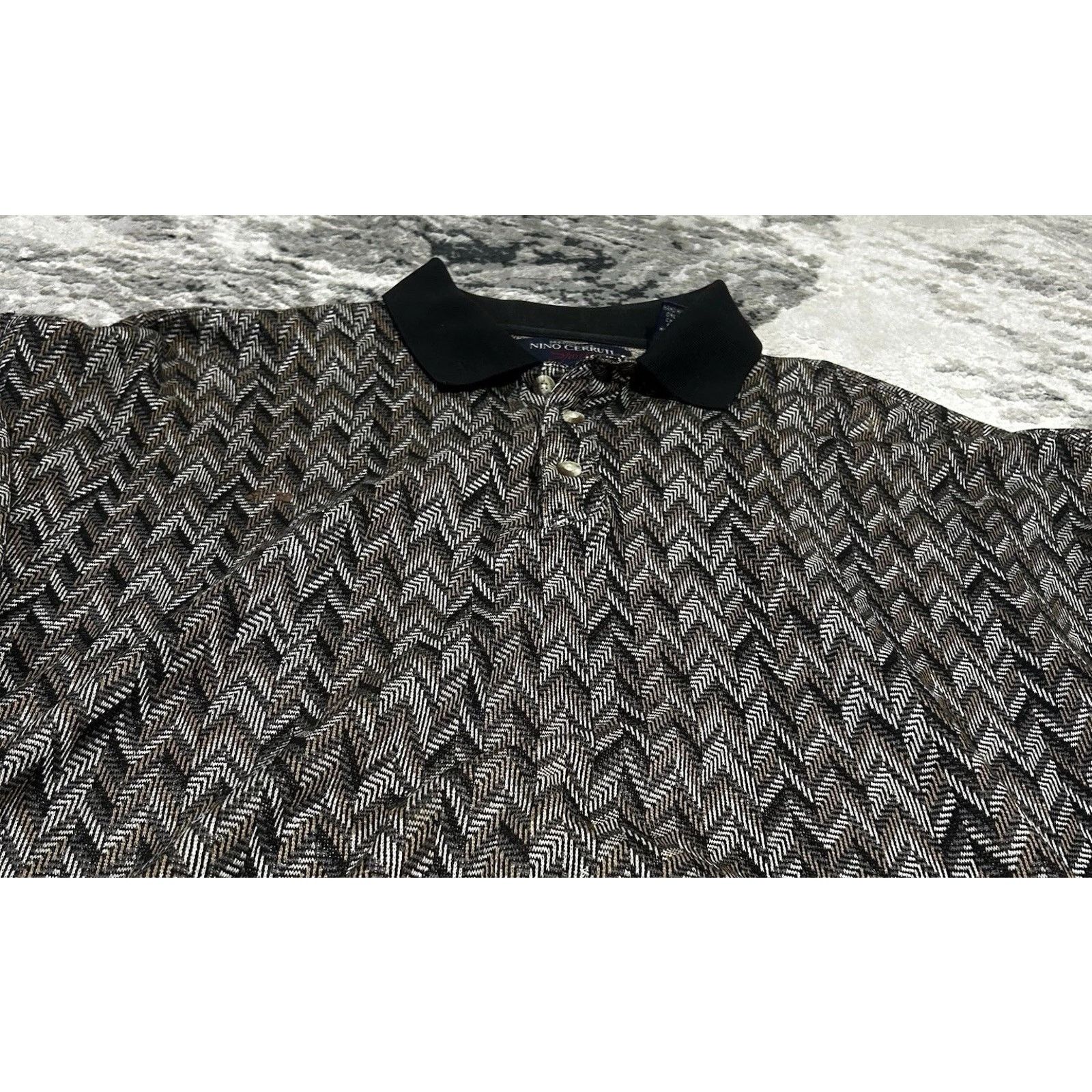 & Other Stories Nino Cerruti Sport Plaid Long Sleeve Polo XL Vintage 90s Size US XL / EU 56 / 4 - 2 Thumbnail