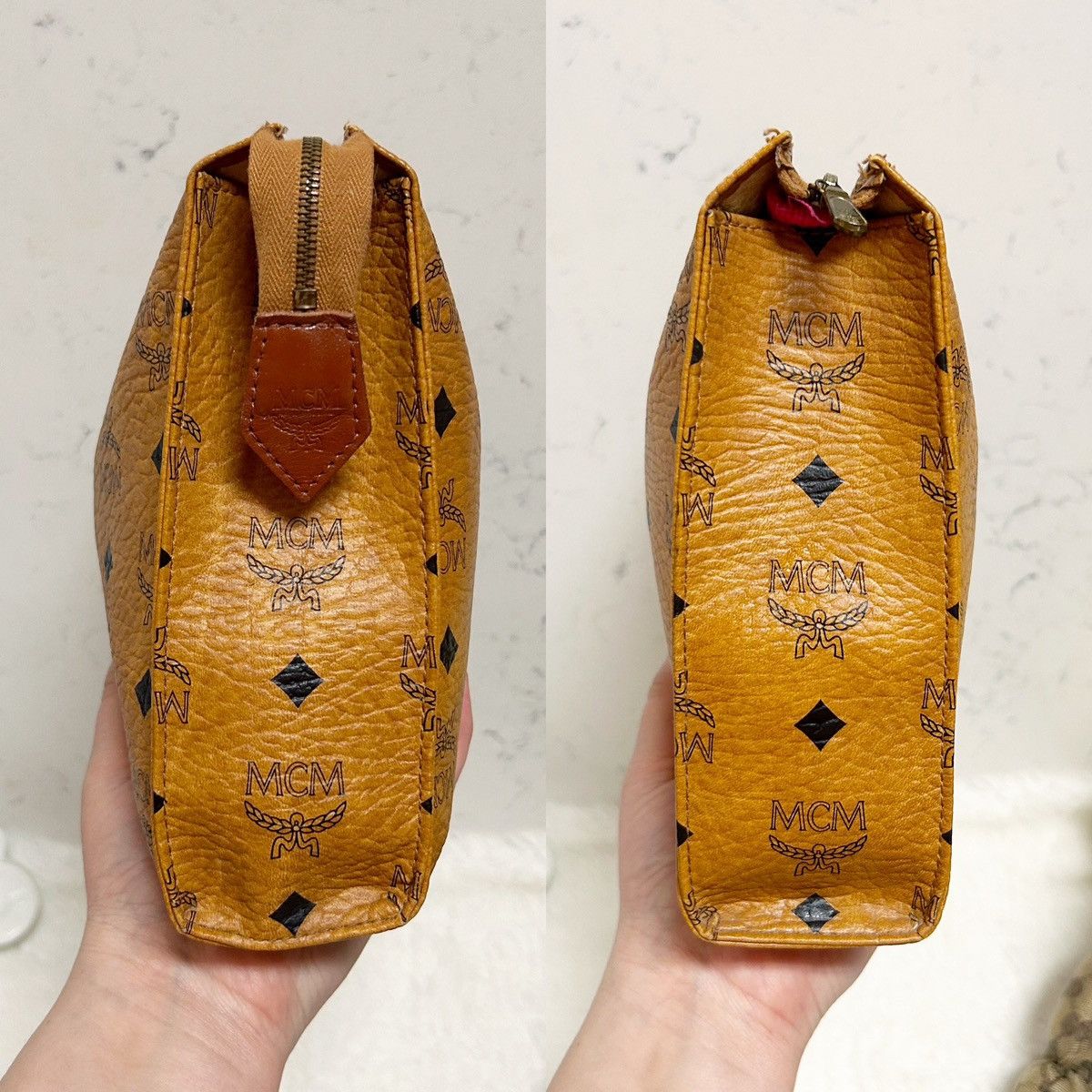 MCM Authentic MCM Cognac Monogram XL Cosmetic Bag / Clutch Size ONE SIZE - 4 Thumbnail