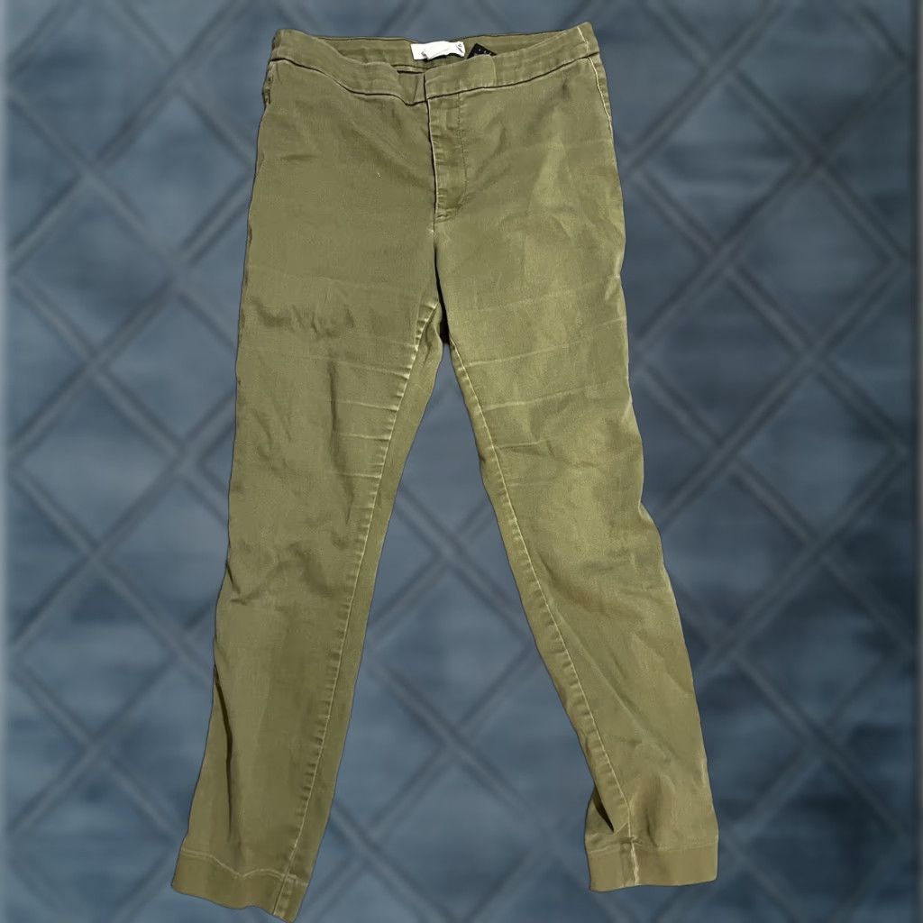 H&M H&M Women's Chino Pants Size 12 Green Cotton Elastic Waist Regular Size 34" / US 12 / IT 48 - 1 Thumbnail