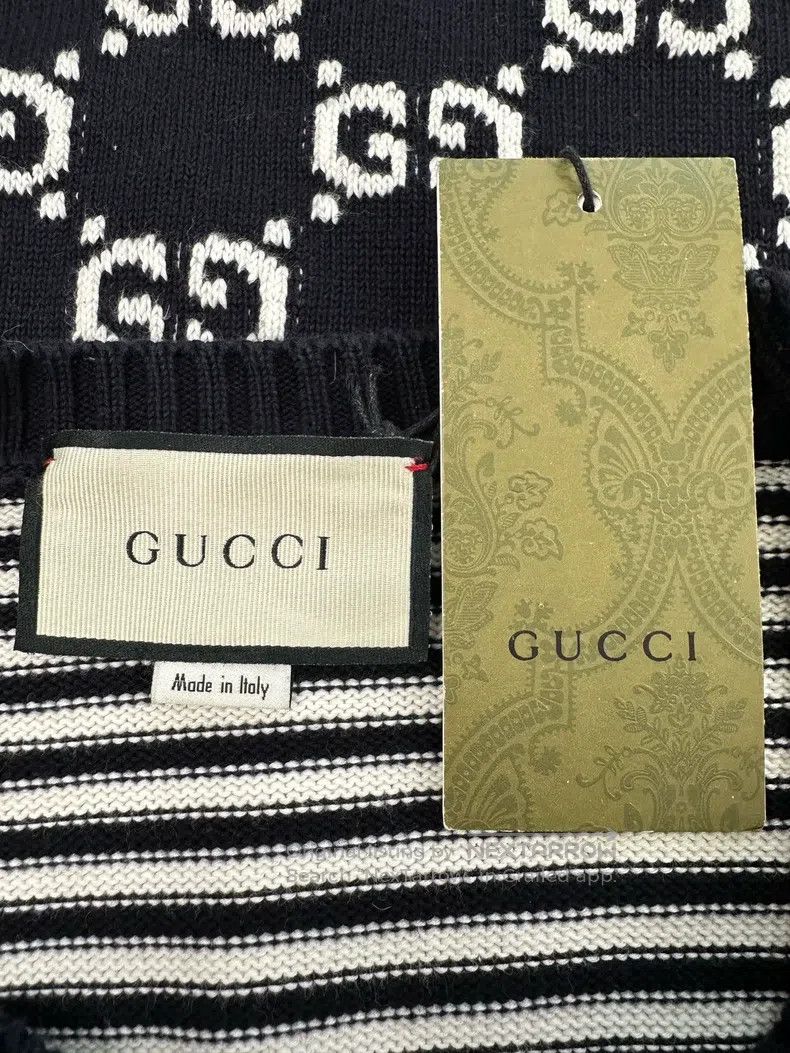 Gucci Gucci Full-print Logo striped knitted sweater Size US XXL / EU 58 / 5 - 7 Thumbnail