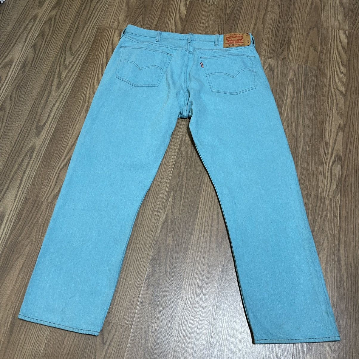 Levi's Levis 501 Shrink To Fit Button Fly Jeans Color Aqua Blue Size US 40 / EU 56 - 5 Thumbnail