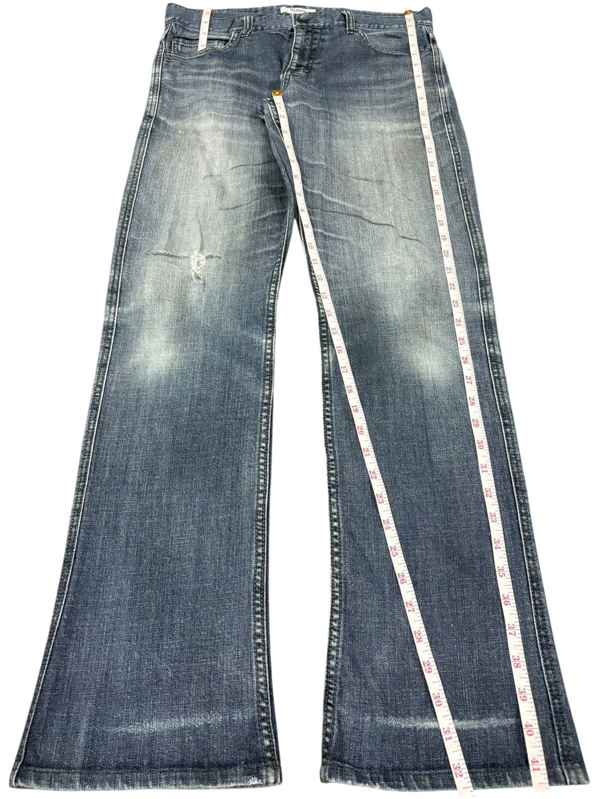 Morgan Homme Vintage Morgan Homme Distressed Bootcut Jeans Size US 33 - 12 Thumbnail