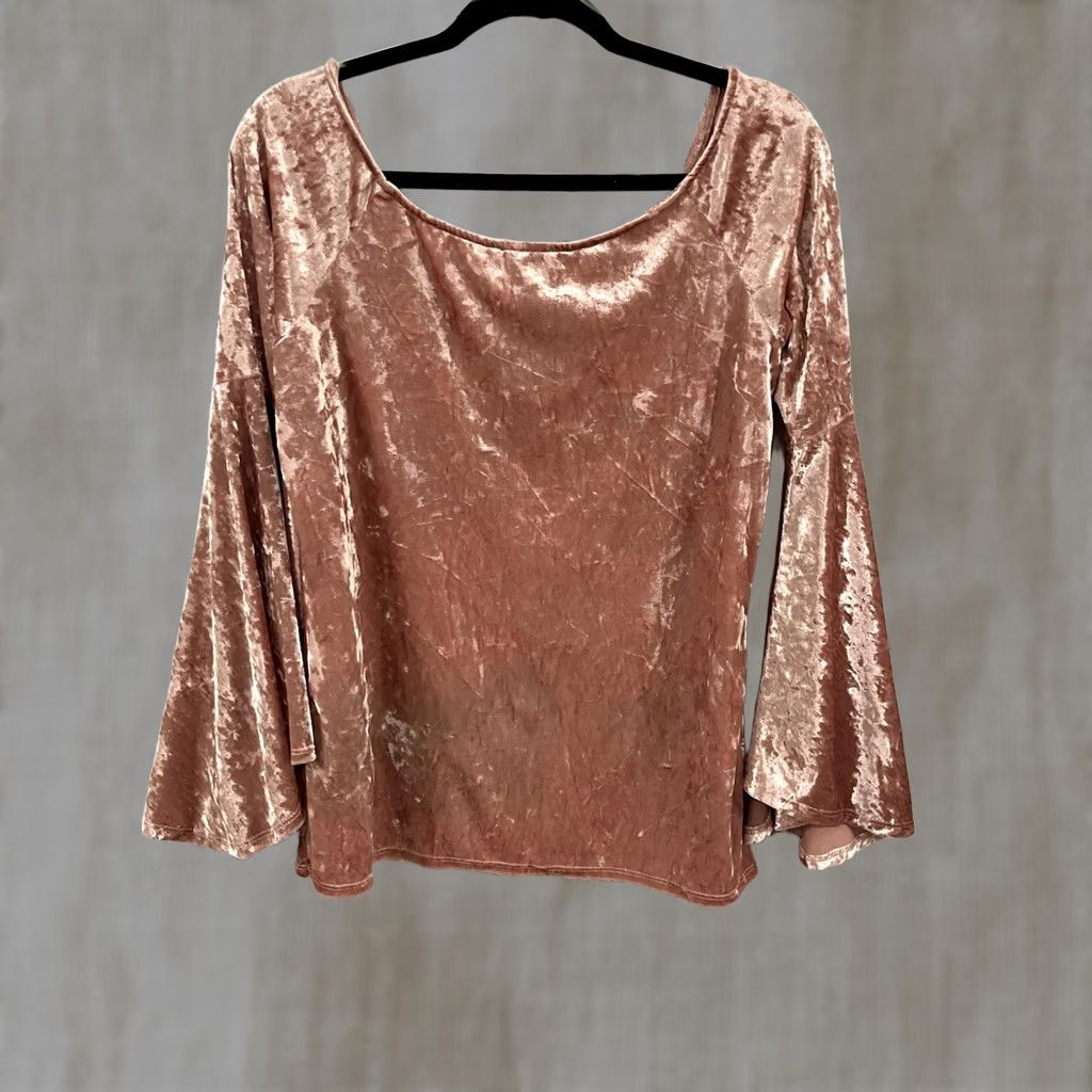 Bell BLU HEAVEN GIGIO/UMGEE Blouse Shirt Acid Washed Pink Bell Flutter Long Sleeve Large Womens Boho Chic Belle Pattern New with Tags Size L / US 10 / IT 46 - 1 Thumbnail