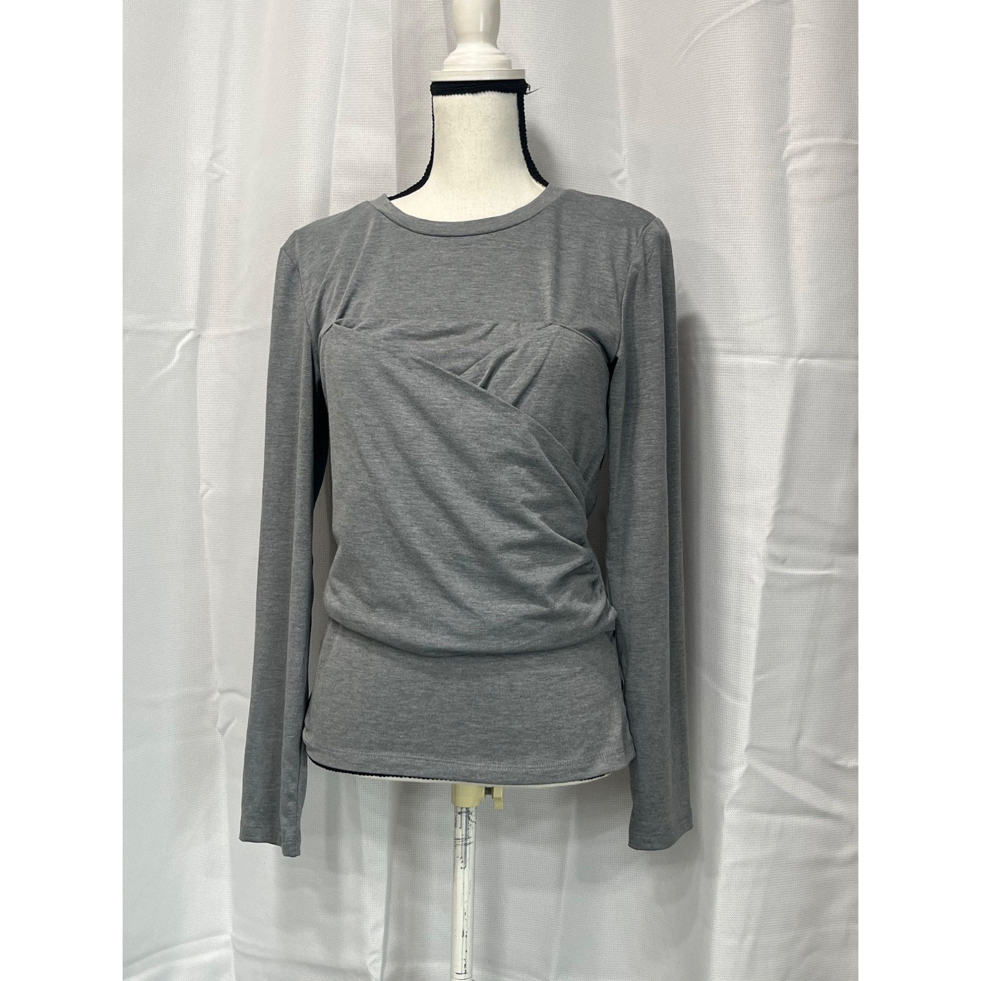 Other Vero Moda Nelly Ruched Knit Top, Heather Gray, Sz. L Size L / US 10 / IT 46 - 13 Thumbnail