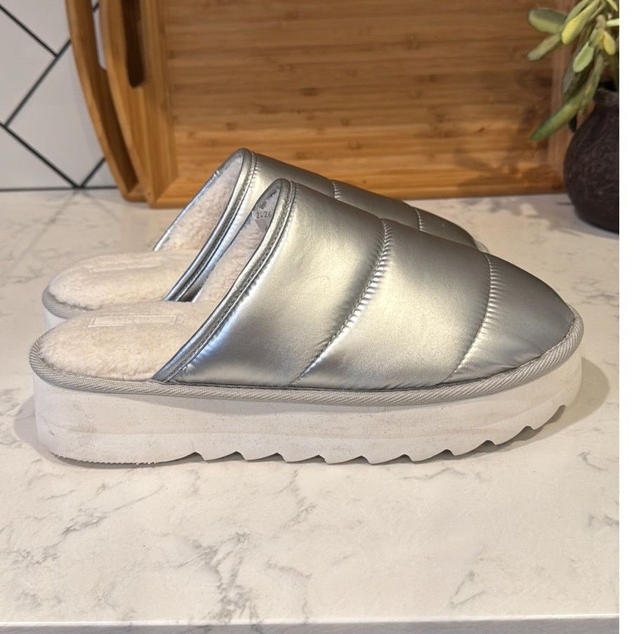 Anthropologie Anthropologie Maeve Puffy Platform Slipper Shoes Silver Size US 10 / IT 40 - 4 Thumbnail