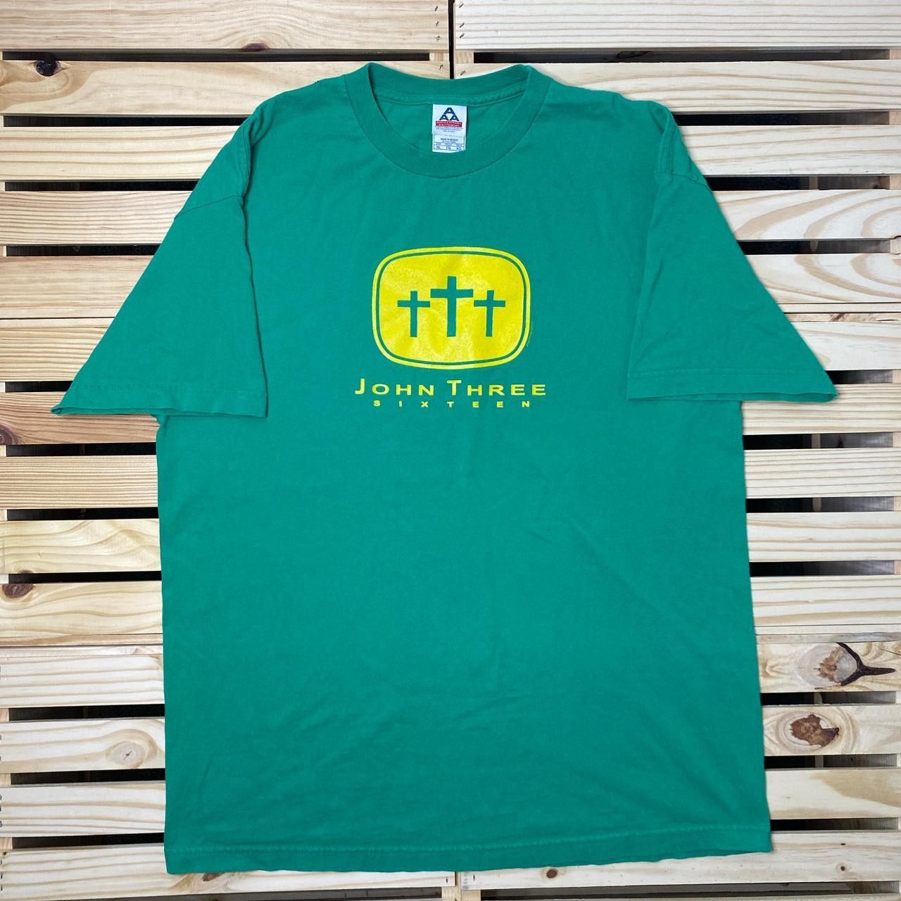 AAA Vintage John 3:16 Green John Deere-Theme Jesus Tee Size XL Size US XL / EU 56 / 4 - 1 Thumbnail