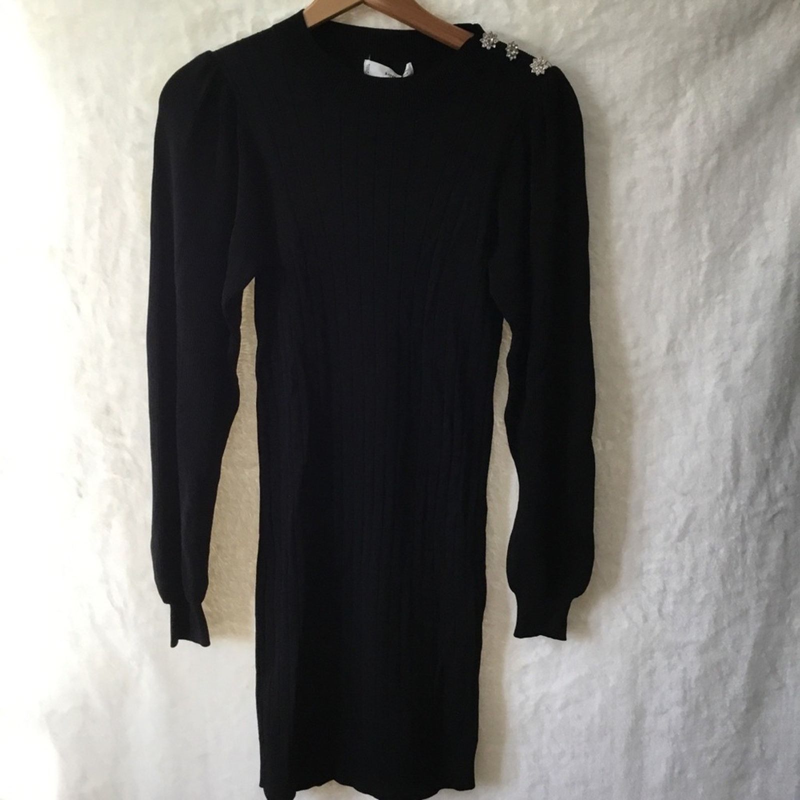 Mango MNG Black Long Sleeve w/ Embellished Shoulder Dress Size M / US 6-8 / IT 42-44 - 1 Thumbnail