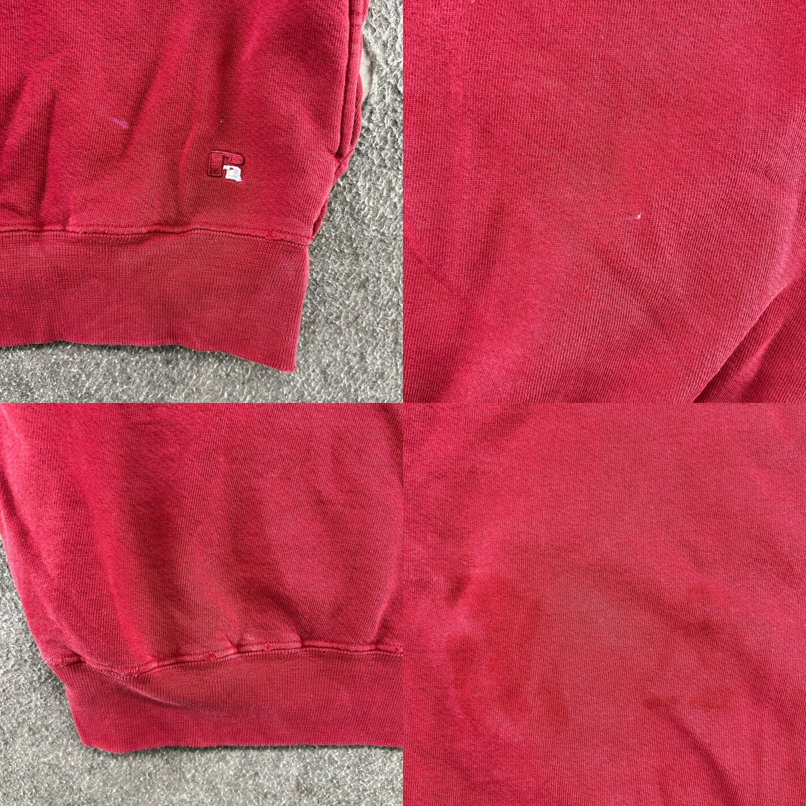 Russell Athletic VINTAGE Russell Sweatshirt Mens L Red 1/4 Zip Pullover Cotton Thrashed 90s Size US L / EU 52-54 / 3 - 9 Thumbnail