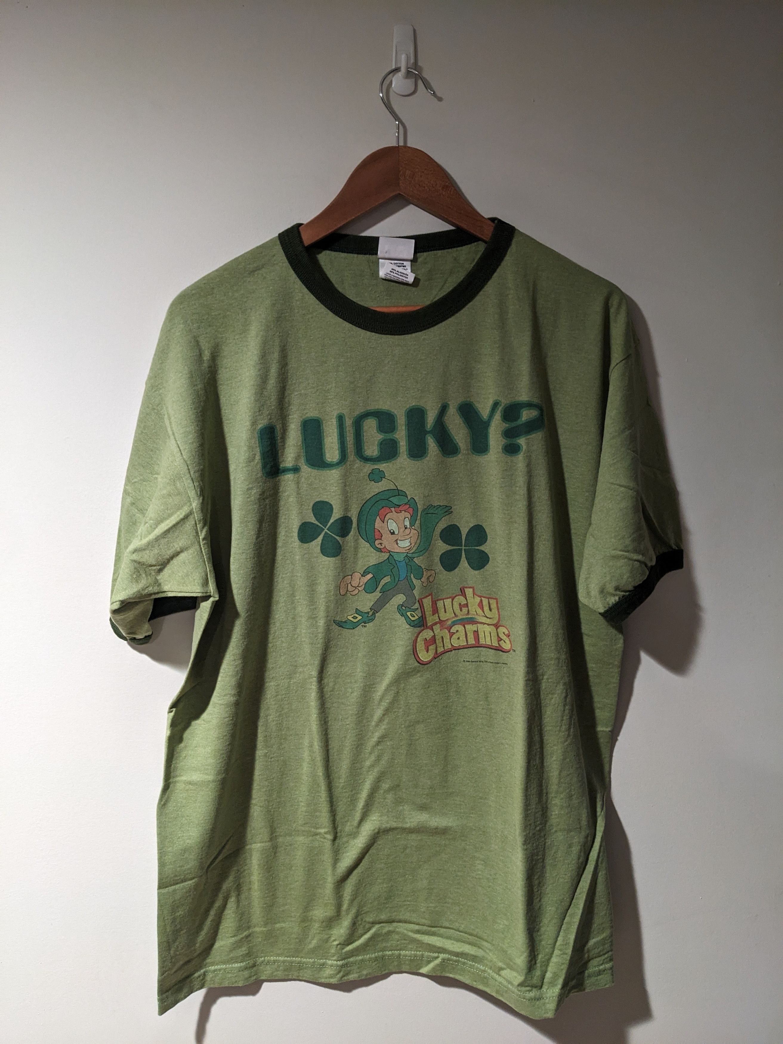 Gildan × Vintage Vintage 2006 Lucky Charms Cereal Promo Green Large T-Shirt Size US L / EU 52-54 / 3 - 1 Thumbnail