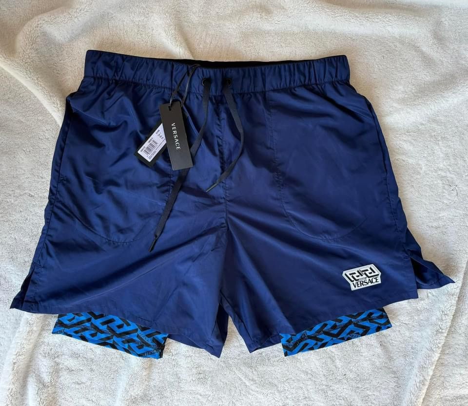 Versace Versace Navy Greca Print Shorts Size US 34 / EU 50 - 3 Thumbnail
