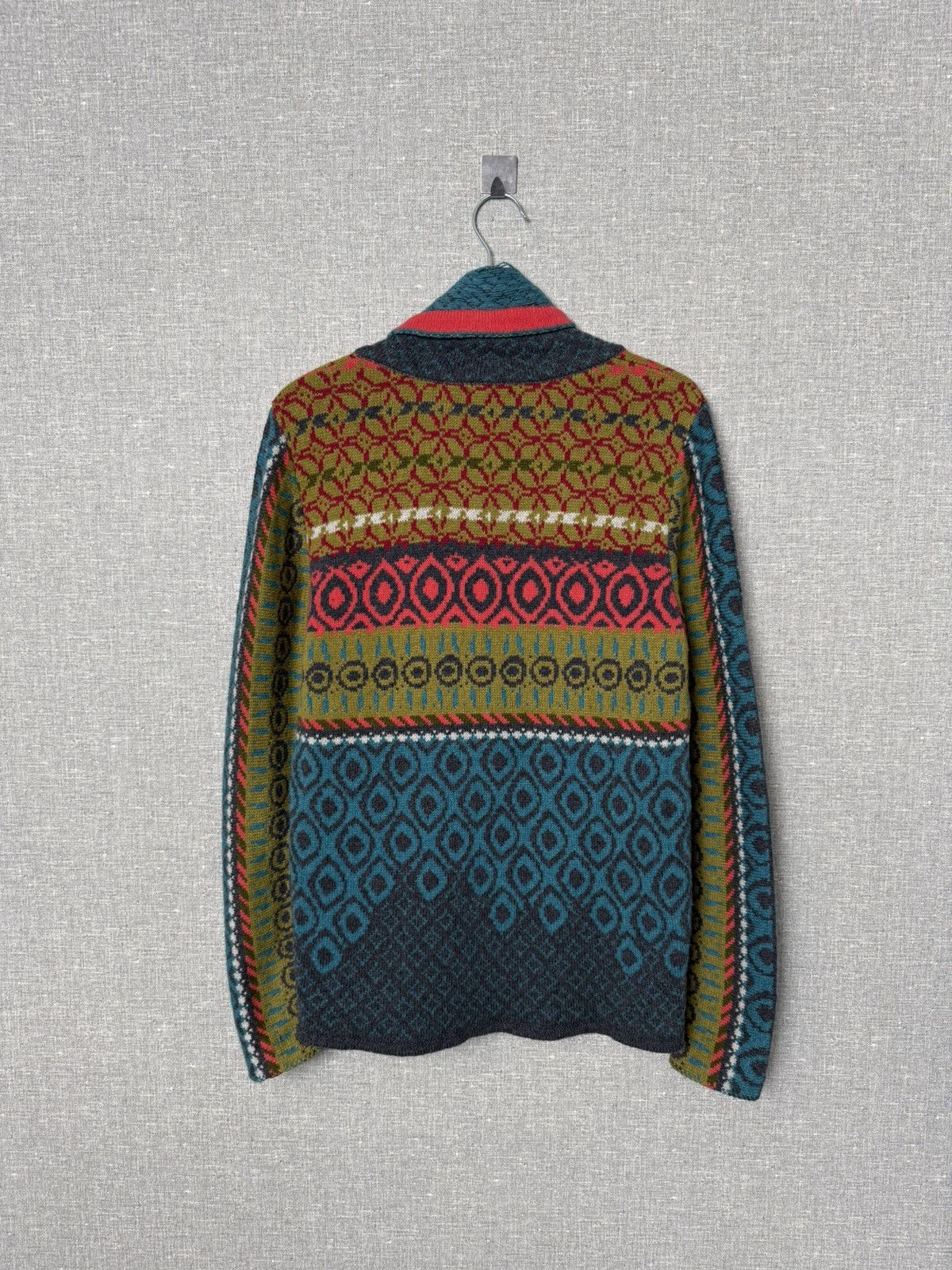 Desigual Ivko Wool Cardigan Geometric Pattern Shawl Collar Sweater Size M / US 6-8 / IT 42-44 - 10 Thumbnail