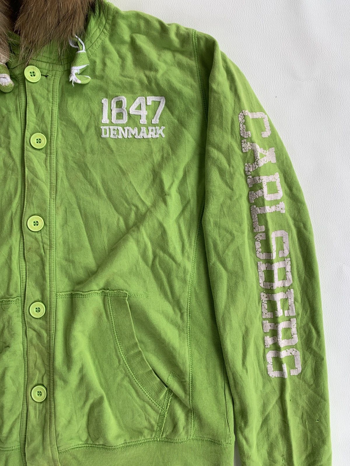 Vintage Crazy Vintage Carlsberg Disstressed Button Up Fur Hoodie Size US XL / EU 56 / 4 - 4 Thumbnail