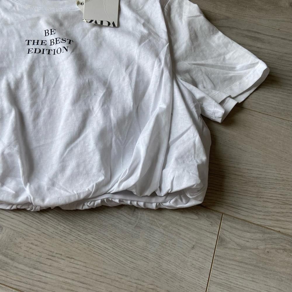 Designer ZADI Women's White Cropped Graphic Tee Size S / US 4 / IT 40 - 3 Thumbnail