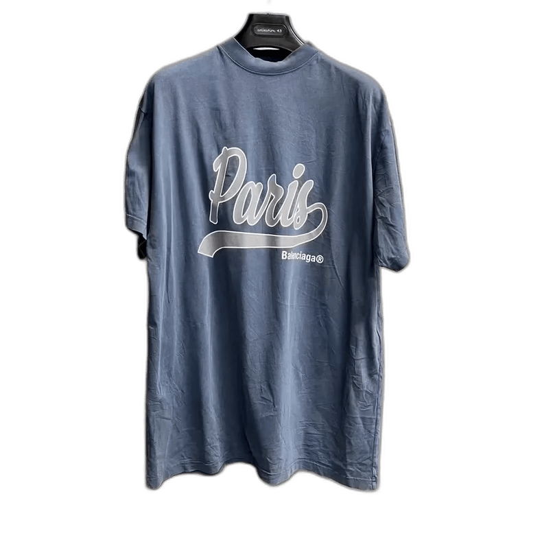 Balenciaga Balenciaga Blue Letter Print Short Sleeve TShirt-2505 Size US S / EU 44-46 / 1 - 1 Thumbnail